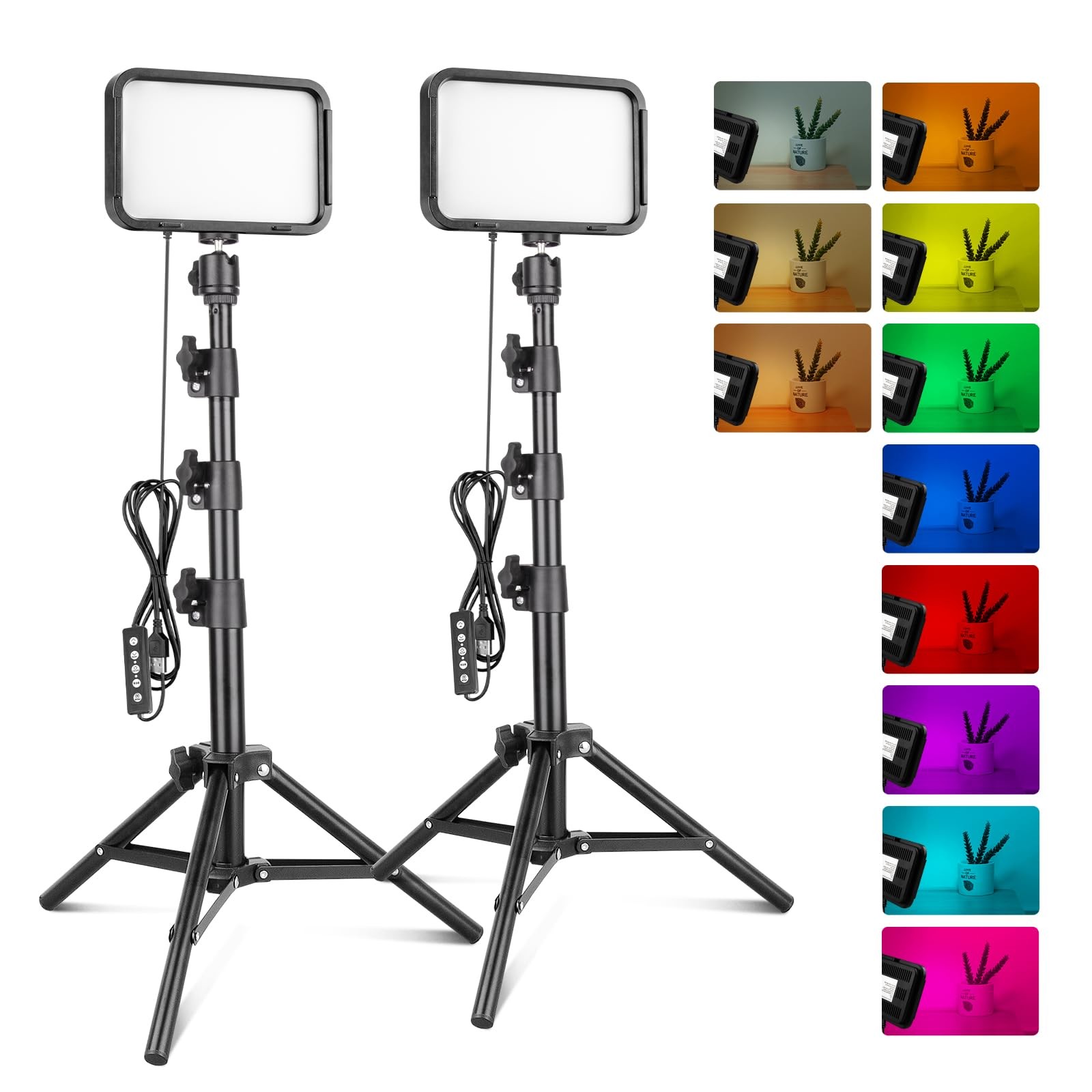 RGB Photography Video Lighting, Studio Lights with Adjustable Tripod Stand - 16