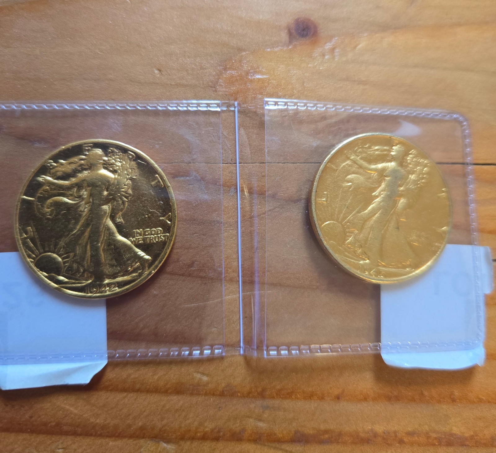 Walking Liberty Half Dollar 1942 S 1945 90% Silver and Gold Plated