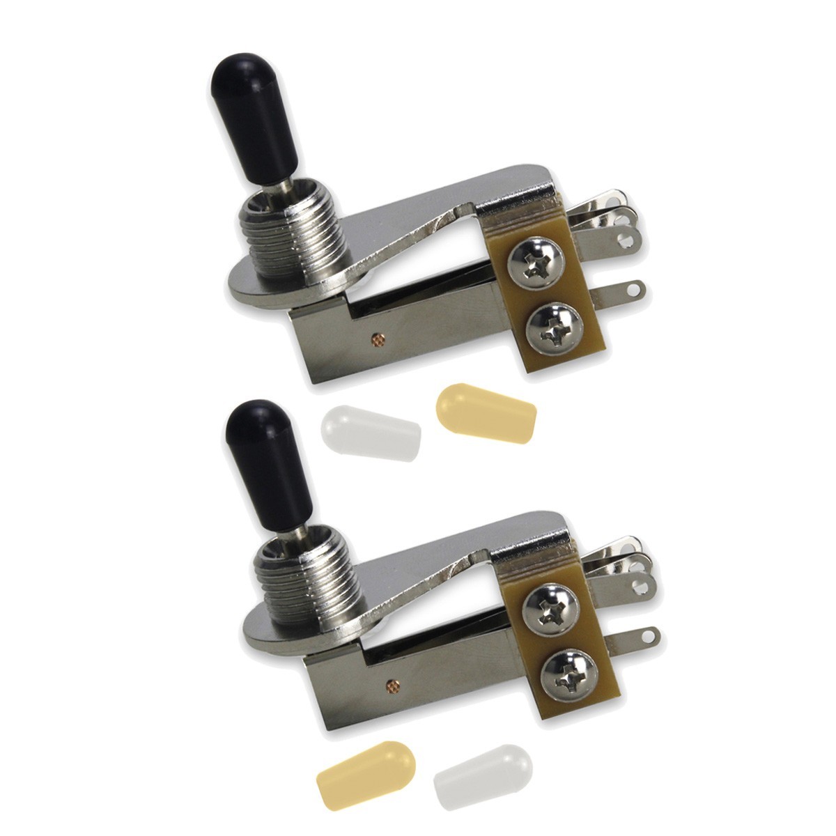 2PCS SG ES L-Type Guitar 3-Way Toggle Switch Right-Angle Nickel with Tip Caps