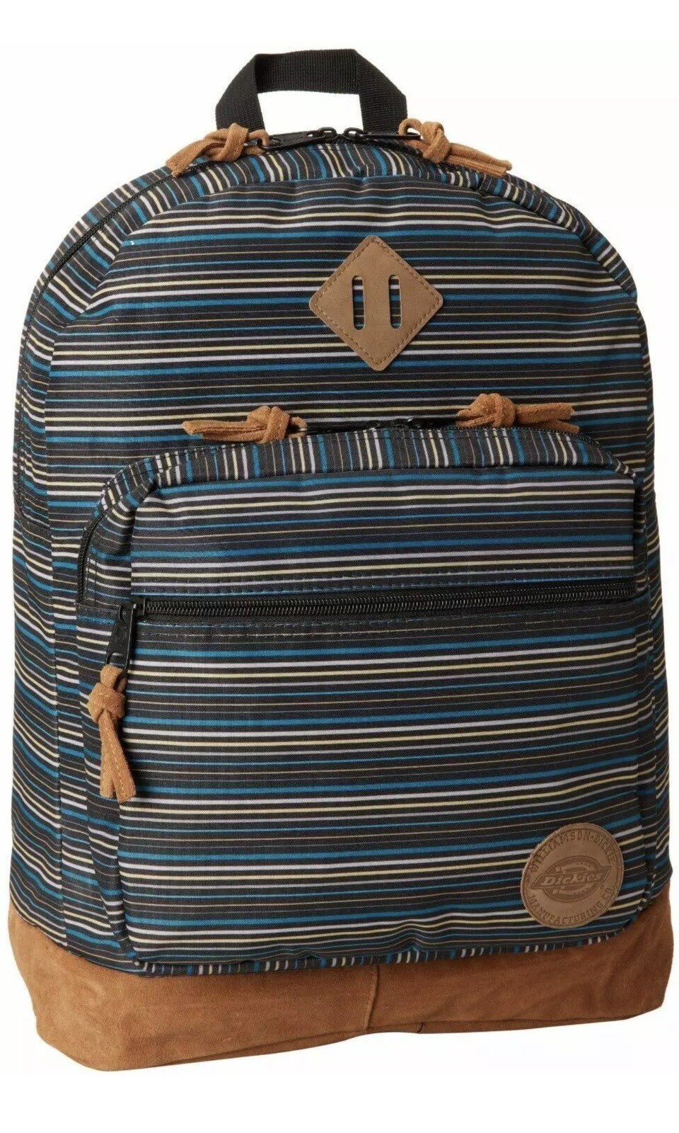 Dickies Venice Suede/Leather Bottom Laptop Backpack, Striped, 18" x 12" x 6 1/2"