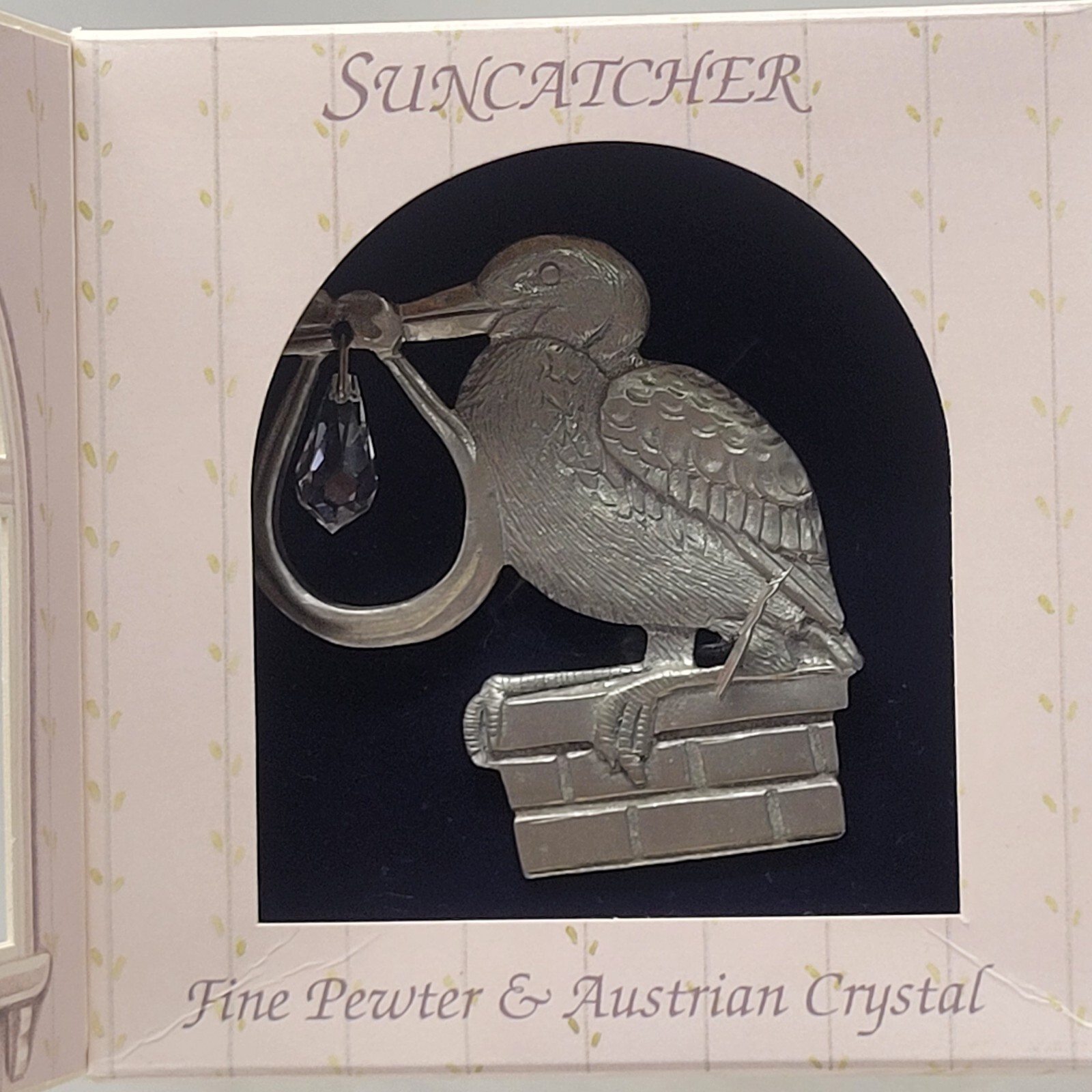 New Pewter Austrian Crystal Water Bird Suncatcher Lindsay Claire Designs