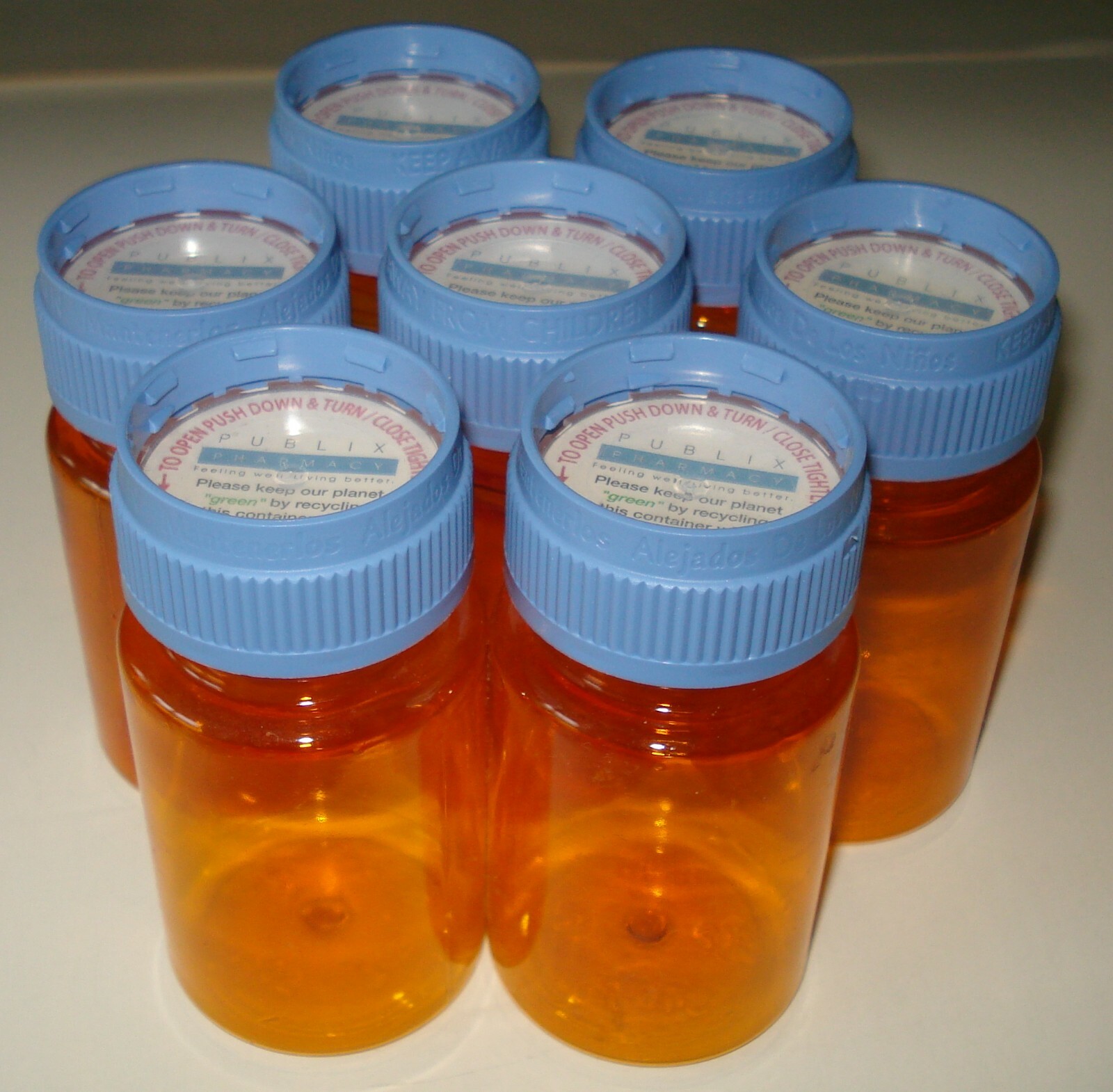 Lot of 7 Empty Clean Amber Prescription Rx Pill Bottles Crafts & Hobby