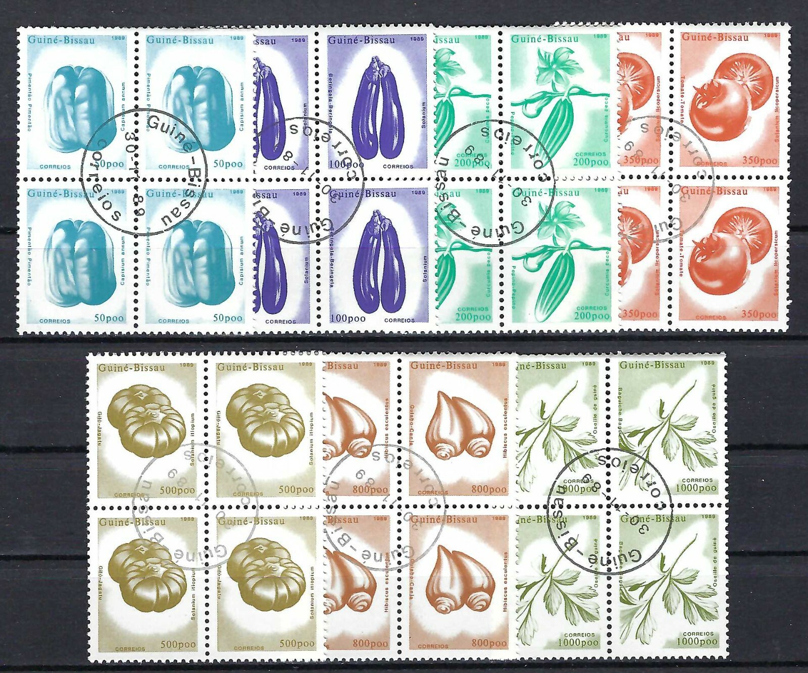 Wholesale Guinea-Bissau - 1989 7v. x 4 Block CTO NH Vegetables Food  Nature