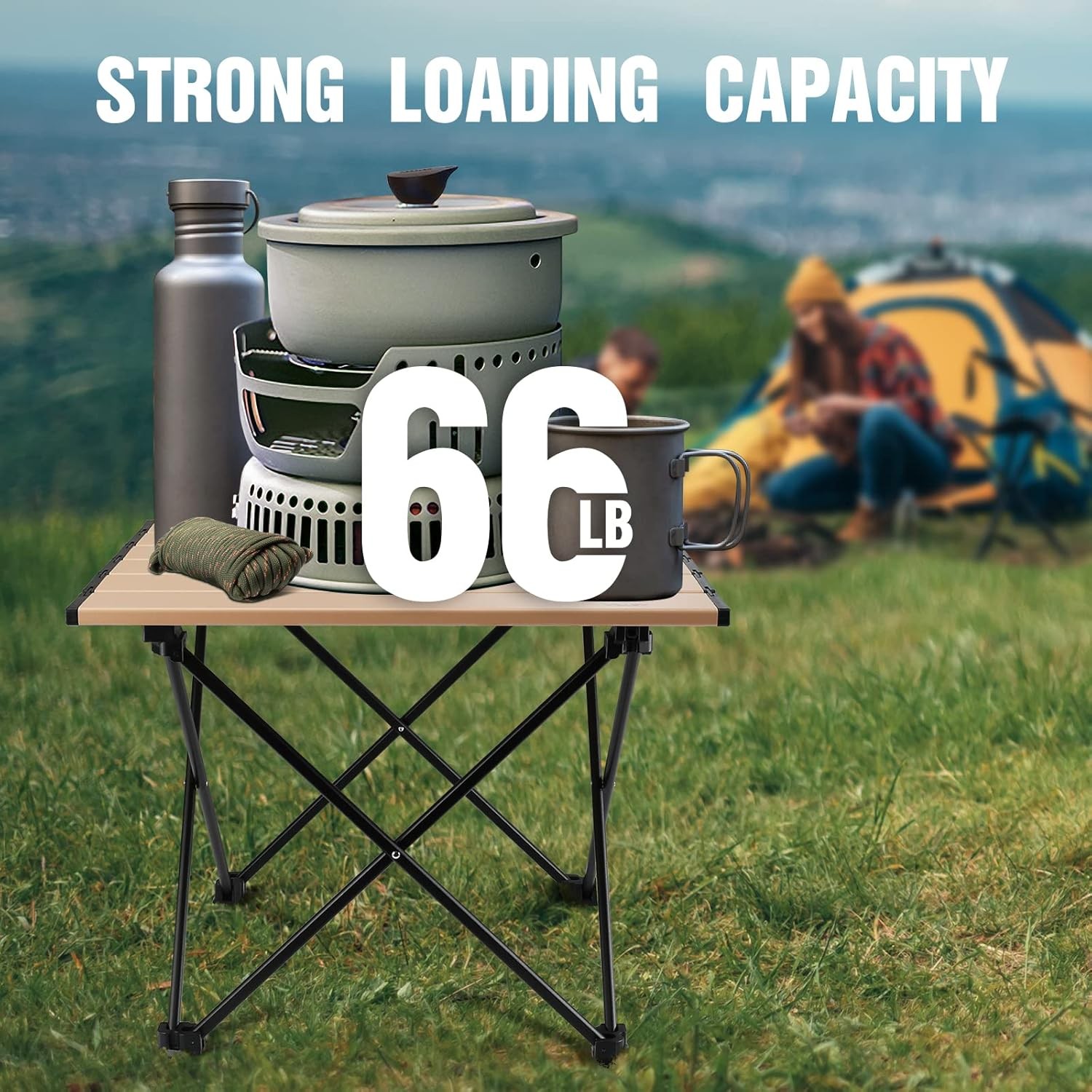 Portable Camping Side Table Ultralight Aluminum Folding Beach Table W/ Carry Bag