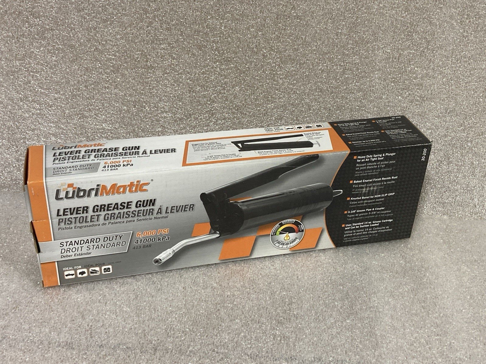 30-200 LEVER Grease Gun, 16 oz, 6000 psi Pressure, Steel FREE SHIPPING