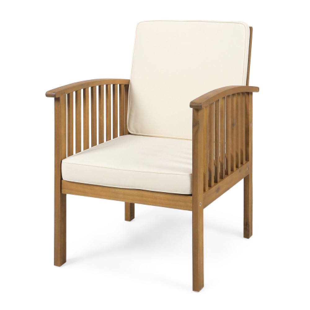 Acacia Wood Outdoor Patio Set – Modern Club Chairs, Foldable End Table,Brown