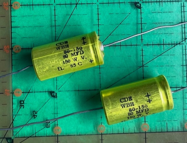 80uF 150v Cornell Dubilier Axial Capacitor WBR80-150 Audio -10%+100%  2pcs