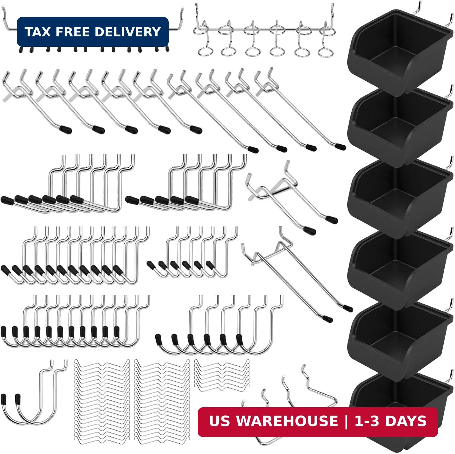 Ultimate 121-Piece Pegboard Hooks Set, Pegboard Accessories with Metal Hooks, Du