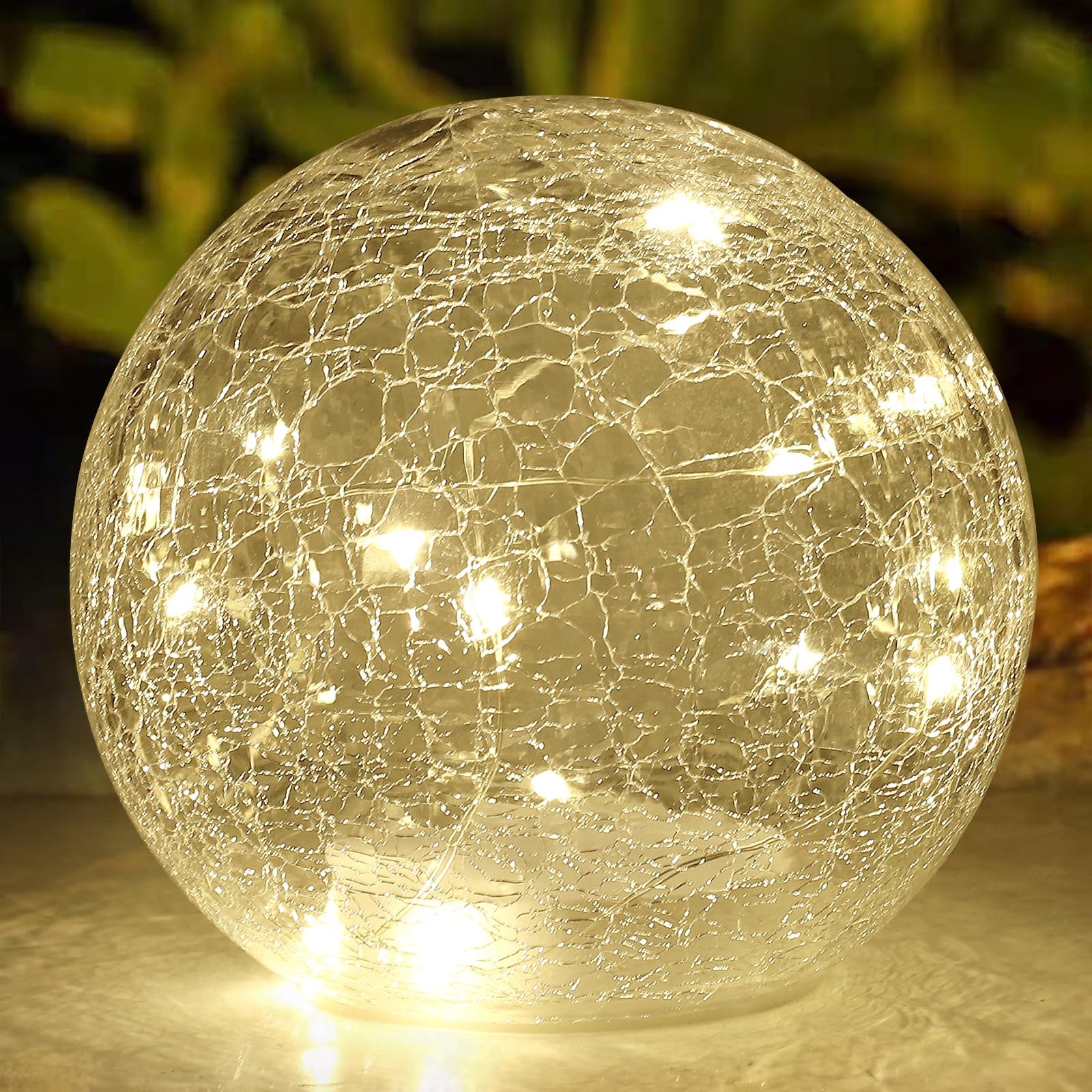 6 Inches Crackle Globe LED Lamp Battery Operated, Gold Medium, Warm White