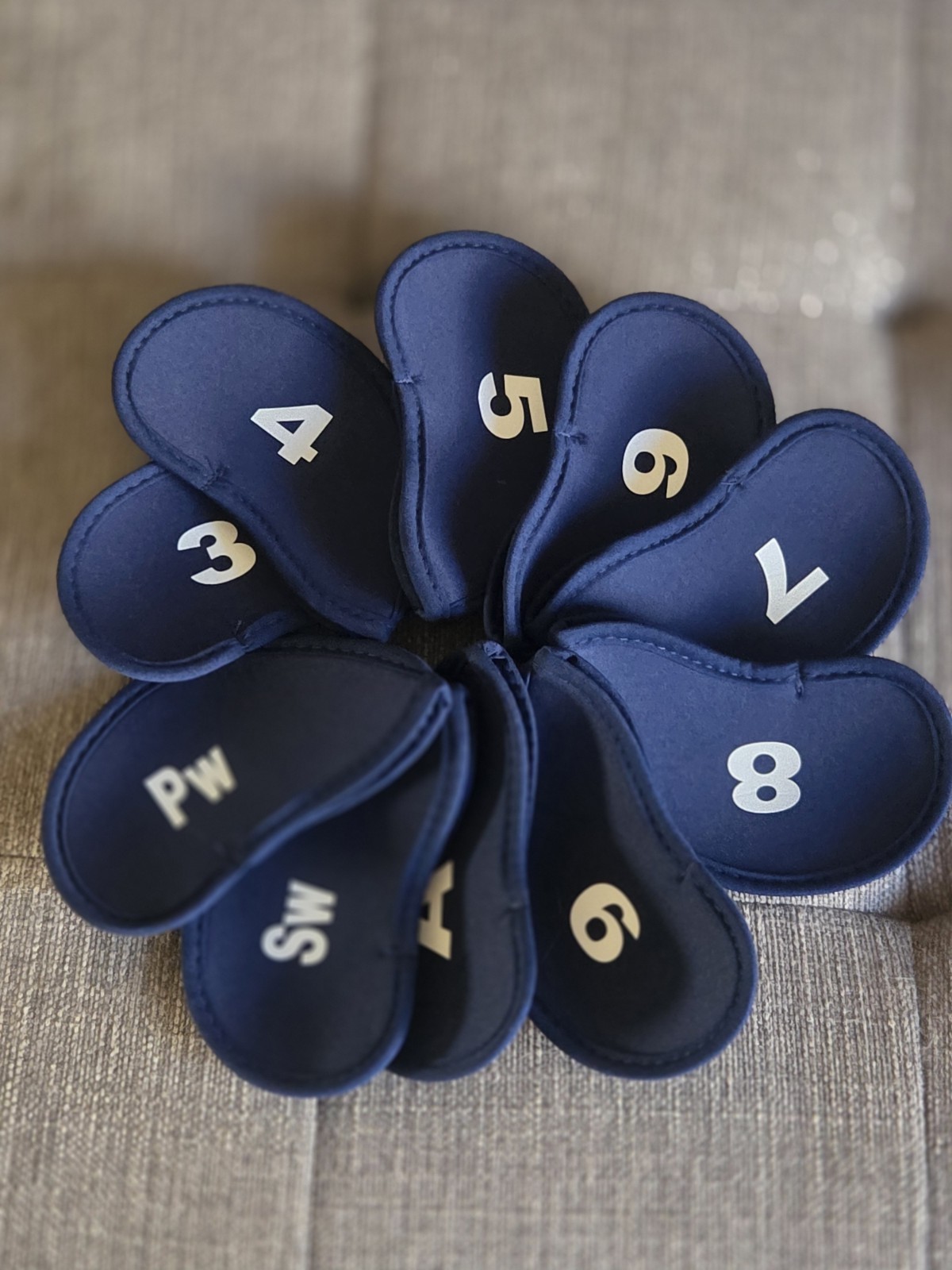 10 Pcs Neoprene Golf Iron Head Covers Club Headcovers Protect Set Navy Blue