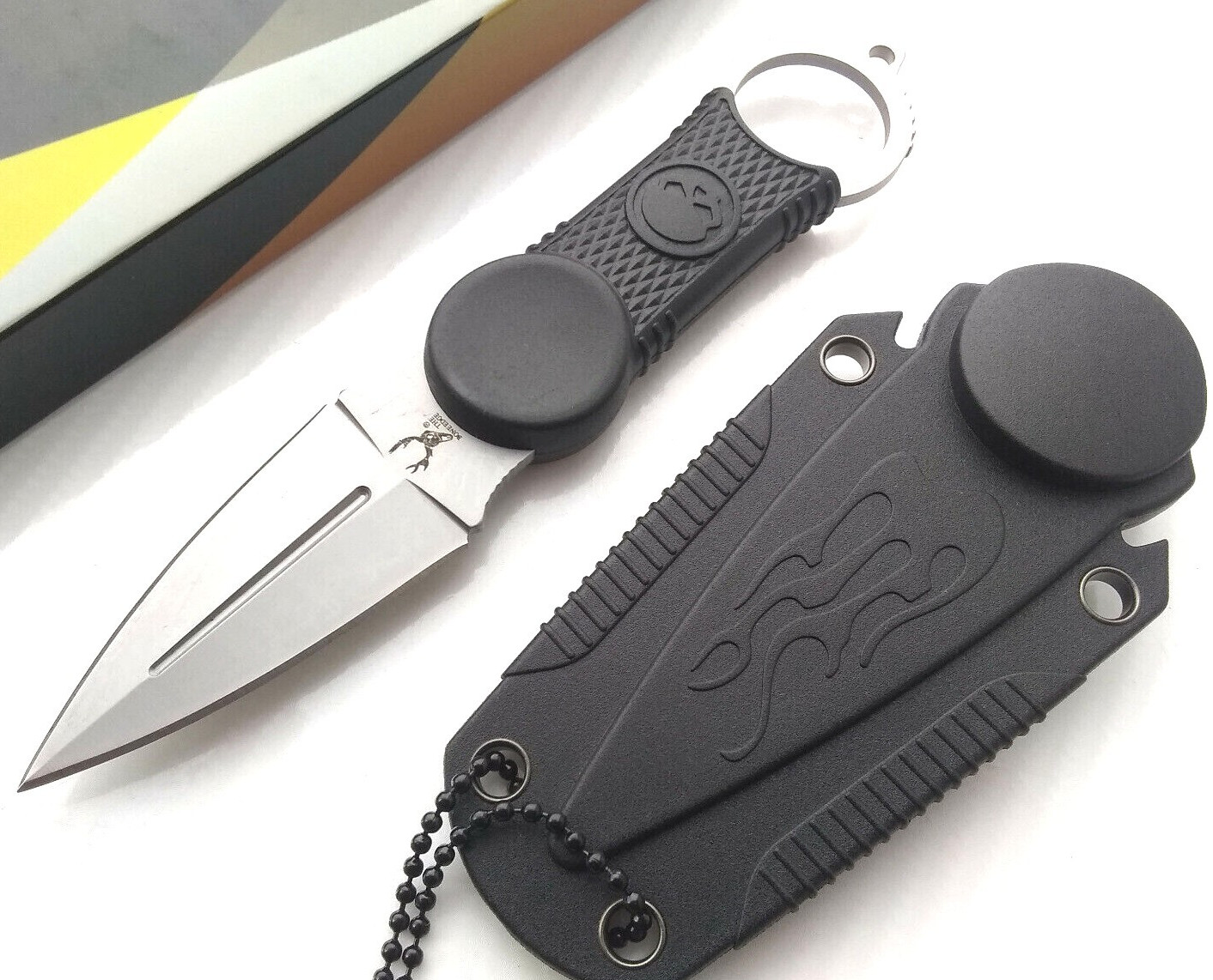 Concealed Carry Fixed Blade Neck Boot Knife Dagger Double Edge Sheath EDC