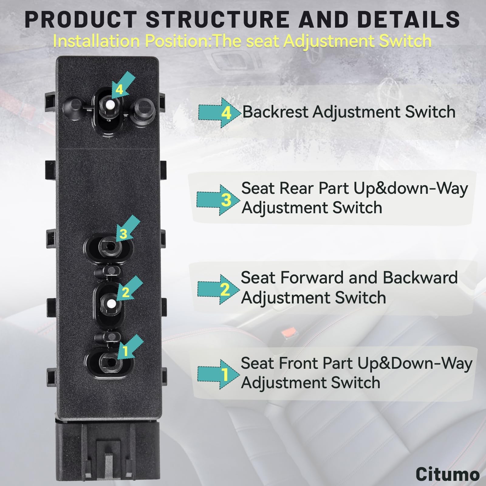 Upgrade Power Seat Switch Front Left Driver Side