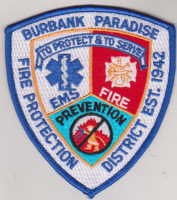 Burbank Paradise CA Fire Protection District Est. 1942 patch
