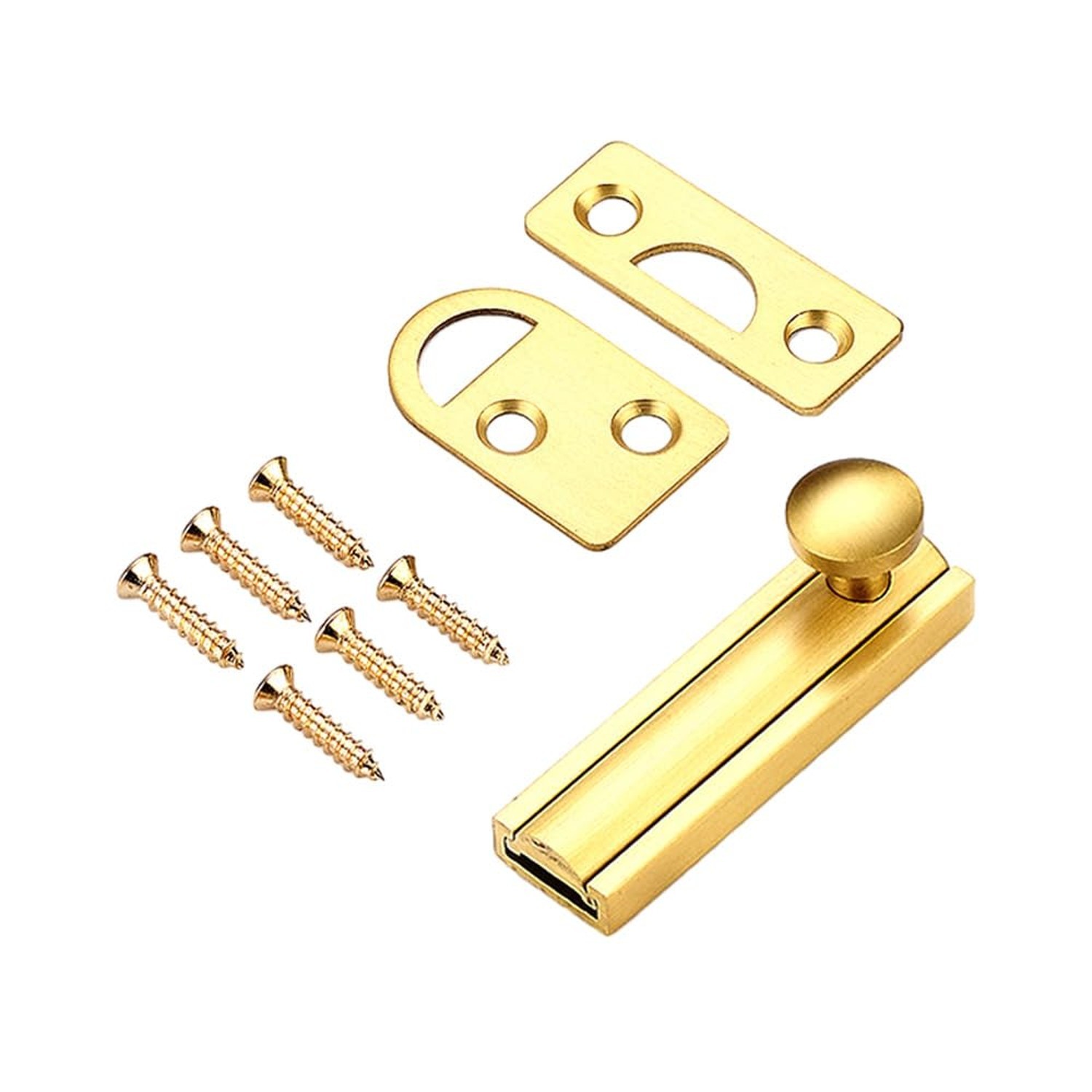Door Slide Lock Solid Brass Latch Sliding Door Lock 2 Inch Door Bolts Sliding...