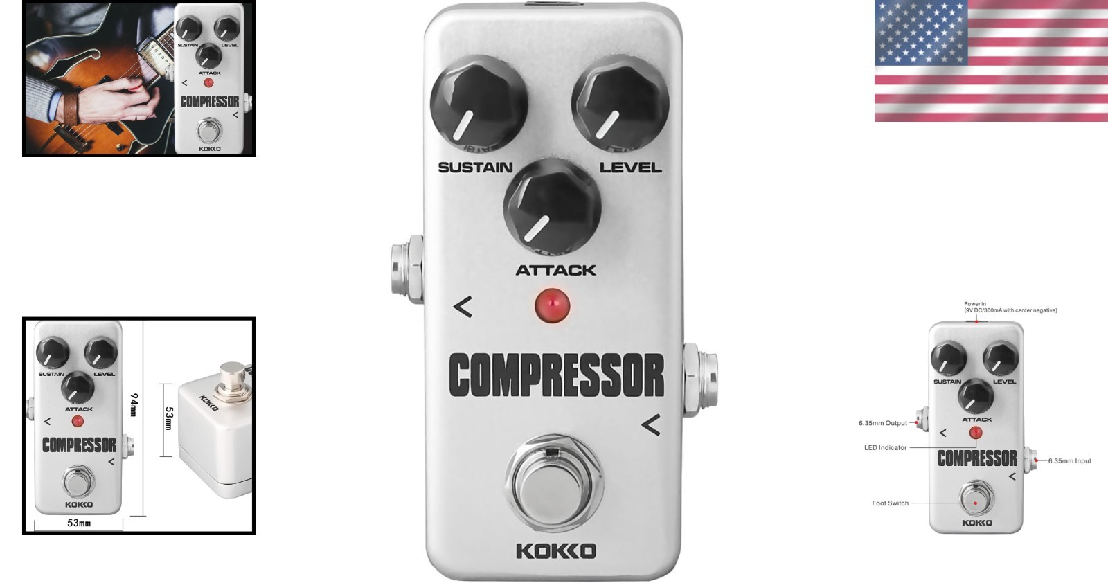 LED Indicator Mini Compressor Effects Pedal - Perfect for Home or Studio