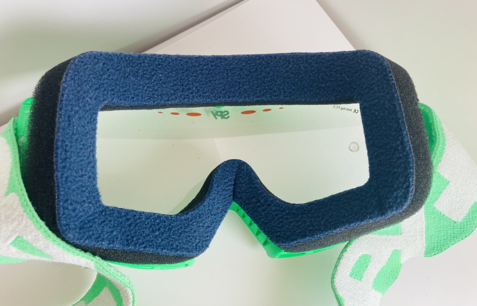 Spy+ Adjustable Full Rim Goggles Neon Green Plastic Padded Frame clear Lens J10