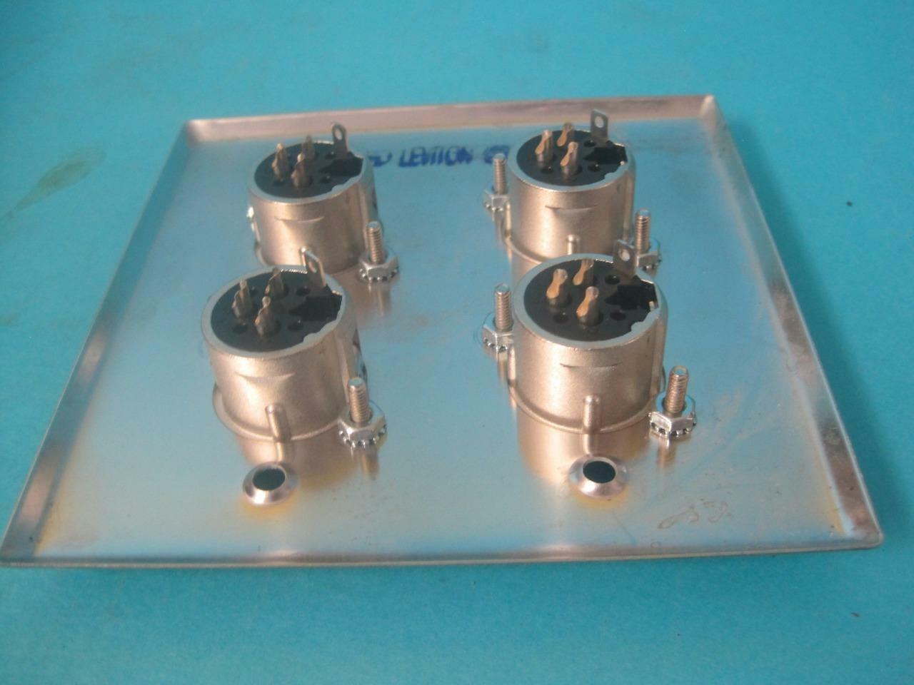 New Leviton 4 Port Stainless Steel Microphone Wall Plate w/Connectors