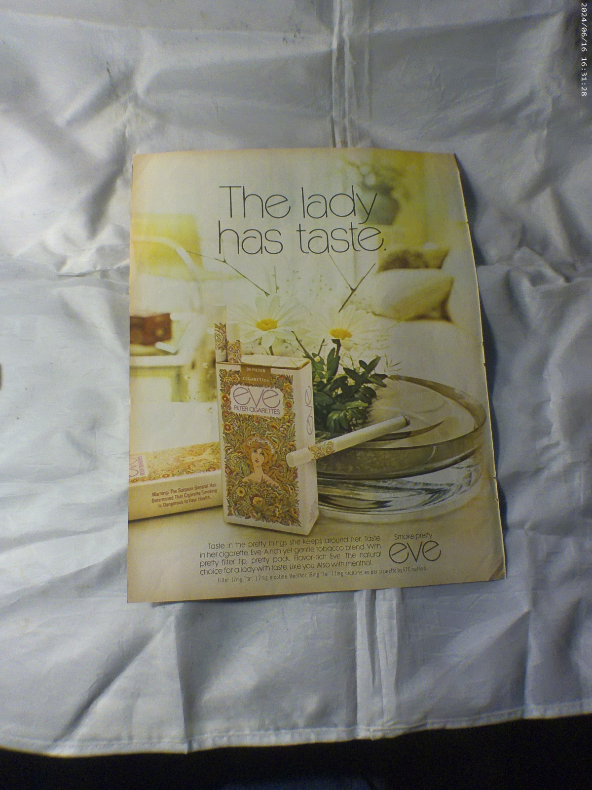 1971 Eve Cigarettes Print Ad 10" x 13"