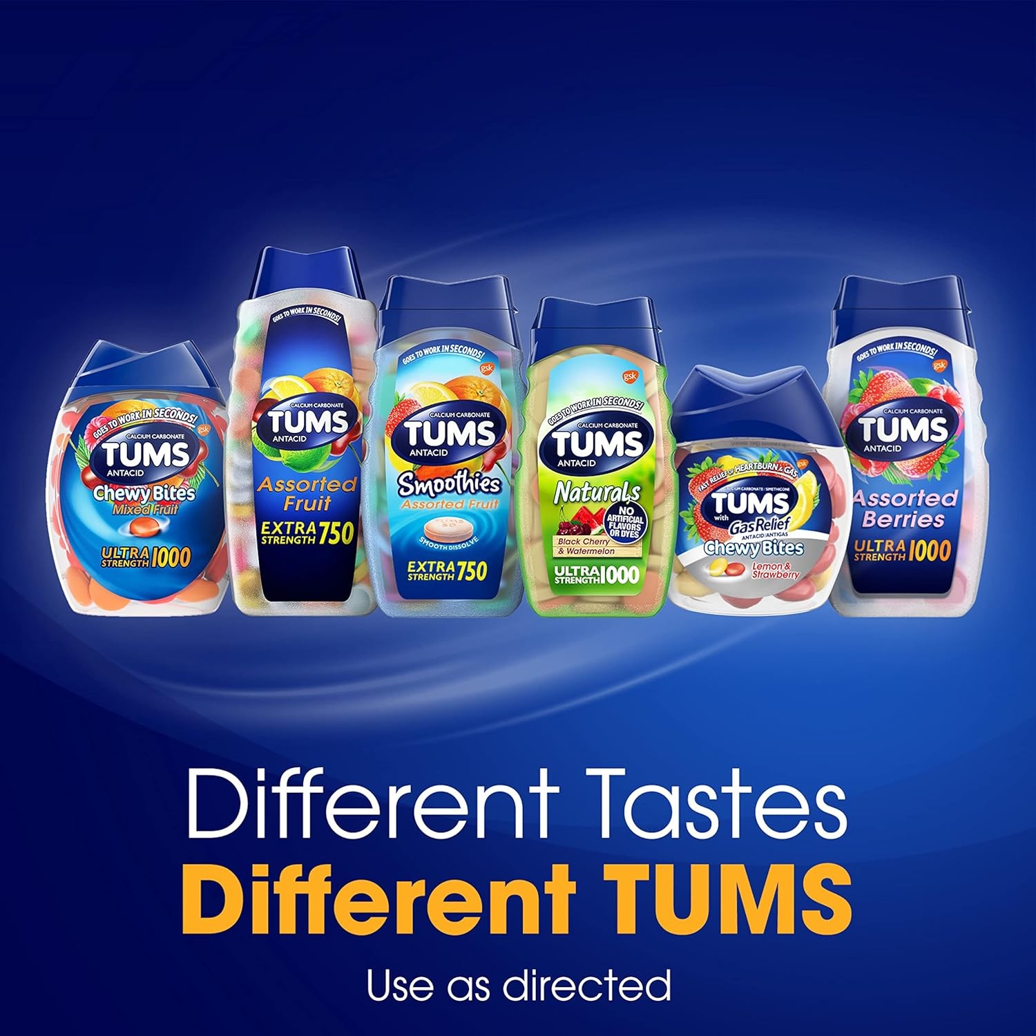 Tums Ultra Strength 1000 Assorted Berries Antacid Tablets, 72 Ct
