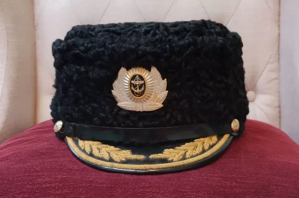 Russian Navy Admirals Winter Dress Hat Gold Bullion Astrakhan Fur Size 60cm 2002