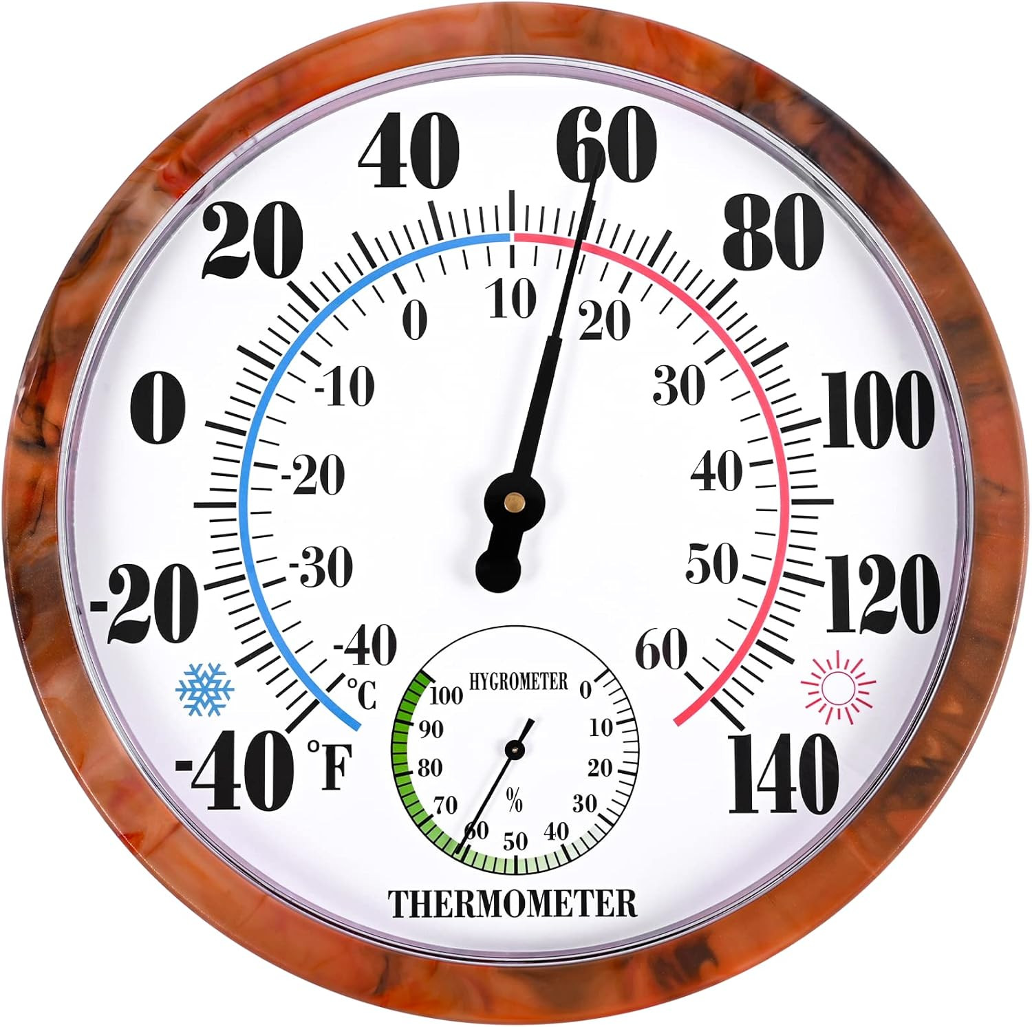 Indoor Outdoor Thermometer Hygrometer - 10Inch Outdoor Thermometers Large Number