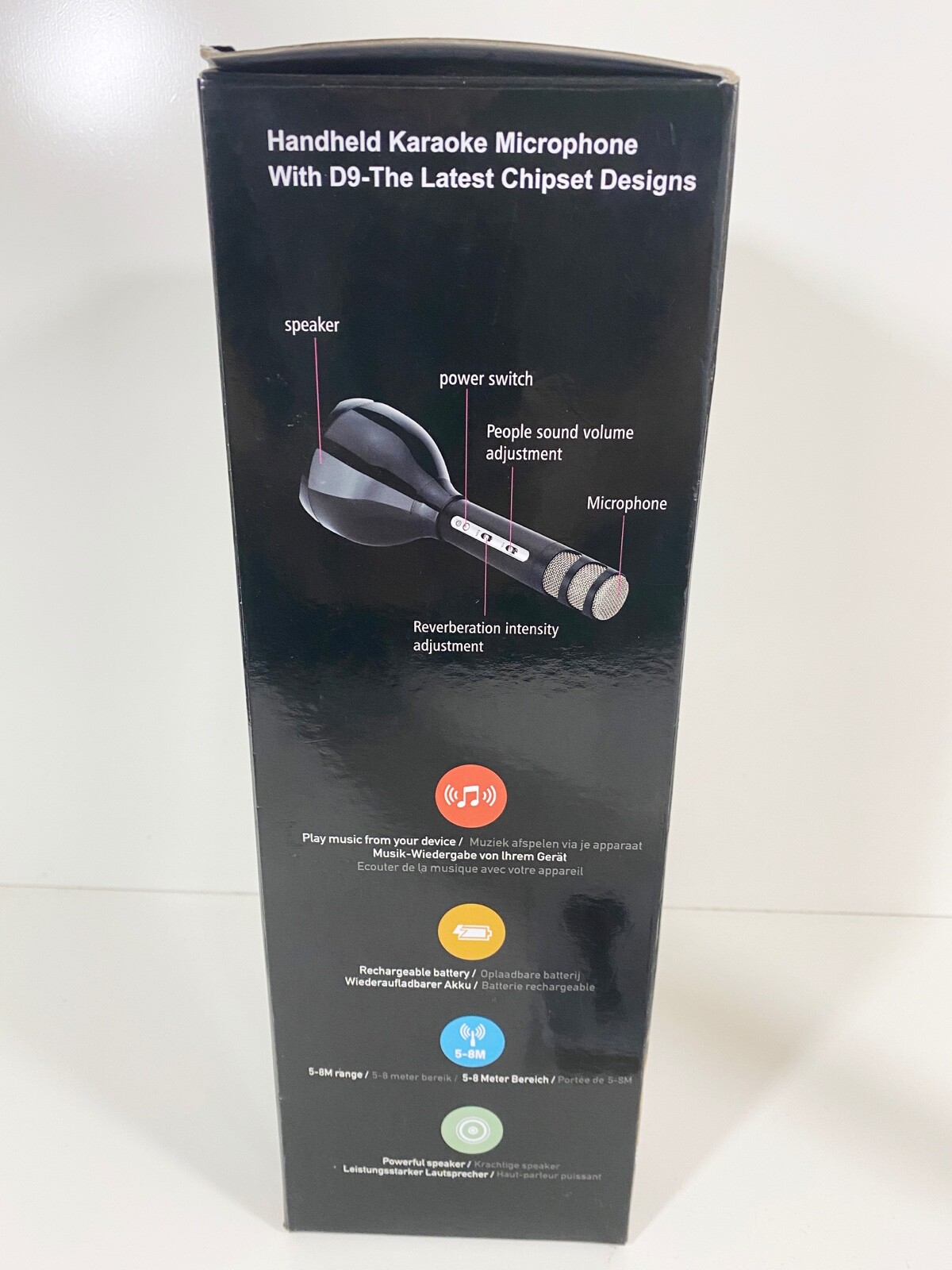 Wireless Dynamic Microphone D9 Portable Handheld Karaoke Microphone Player Gold