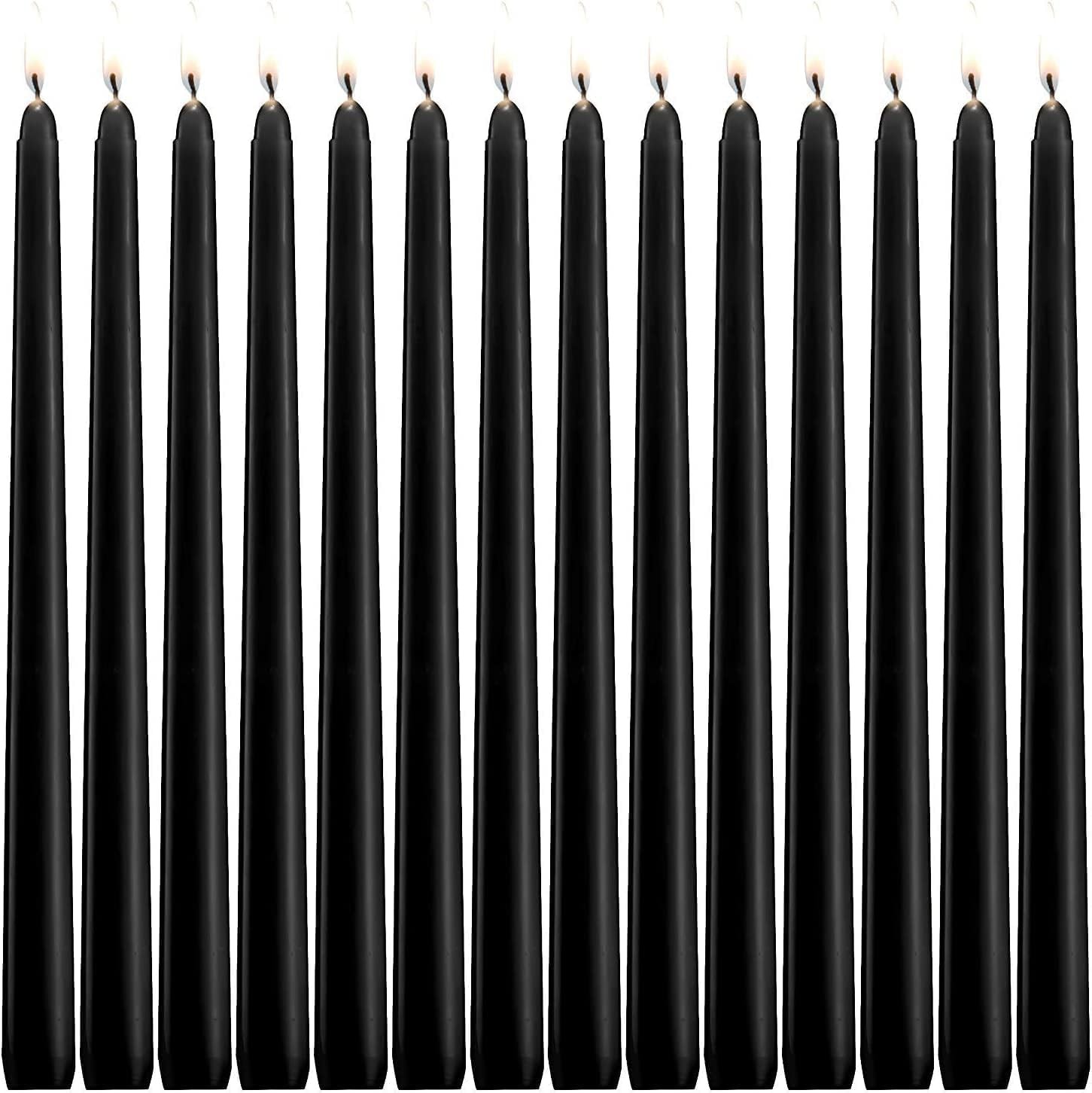14-Pack 10-Inch Black Taper Candles | Unscented & Dripless | 14 pack,