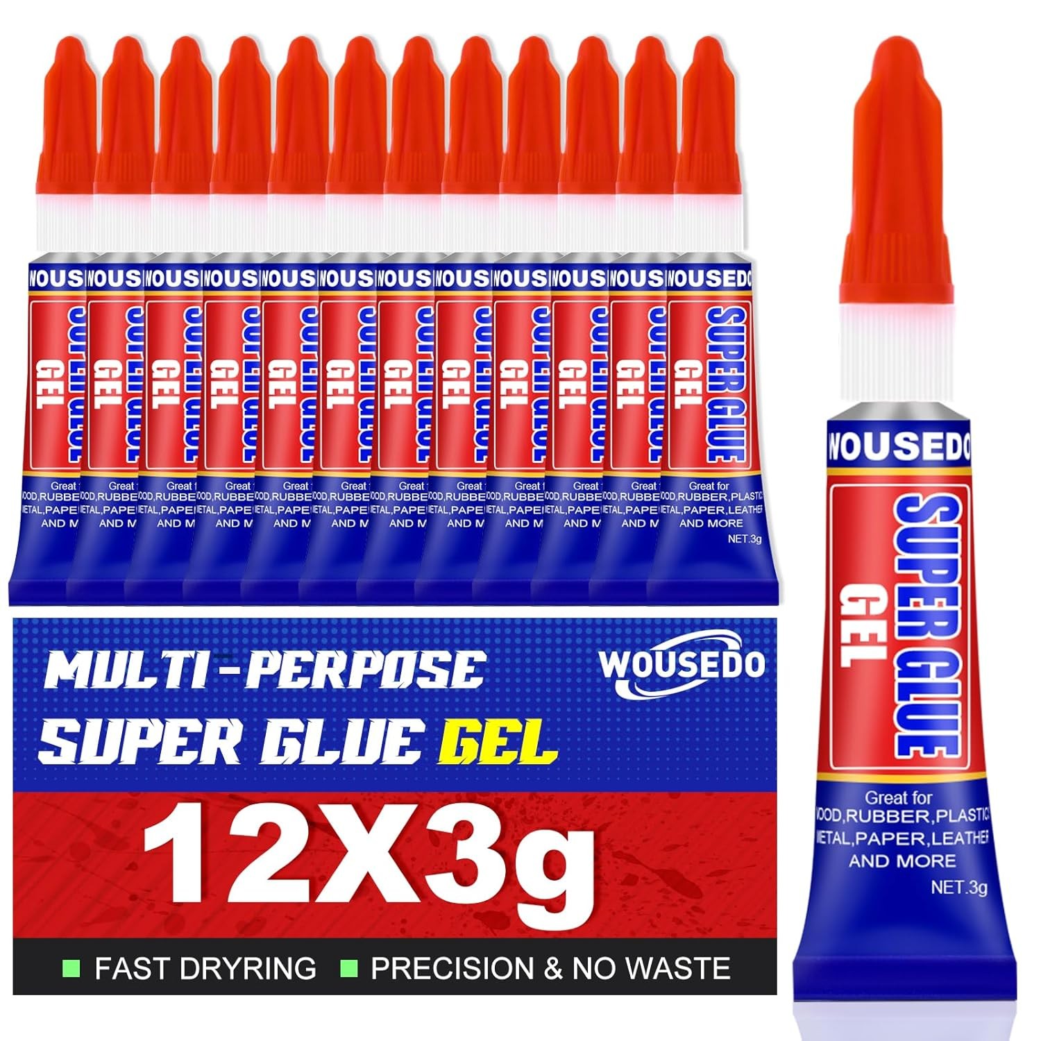 12 x 3g Super Glue Gel, Fast Strong Adhesive, Strong Cyanoacrylate (CA) Glue