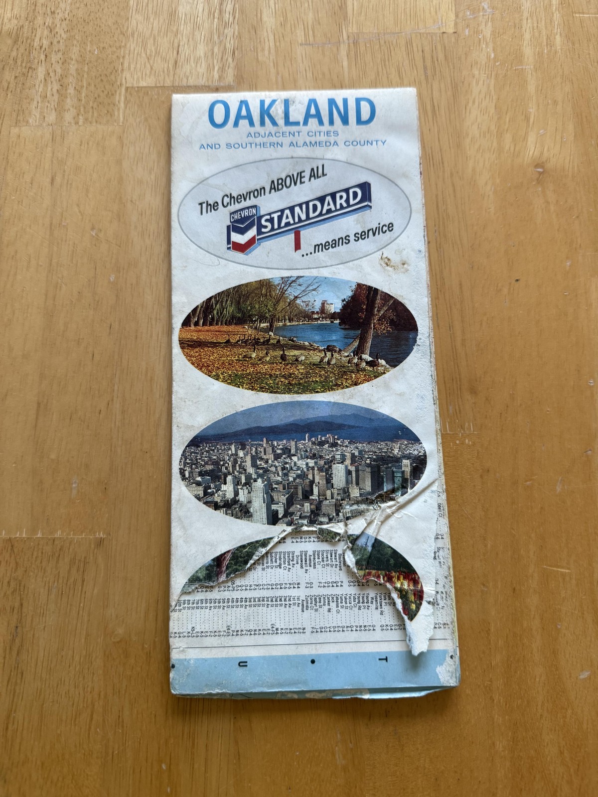 Vintage Chevron Oakland Adjacent Cities Street Road Map Standard Oil CA Folded
