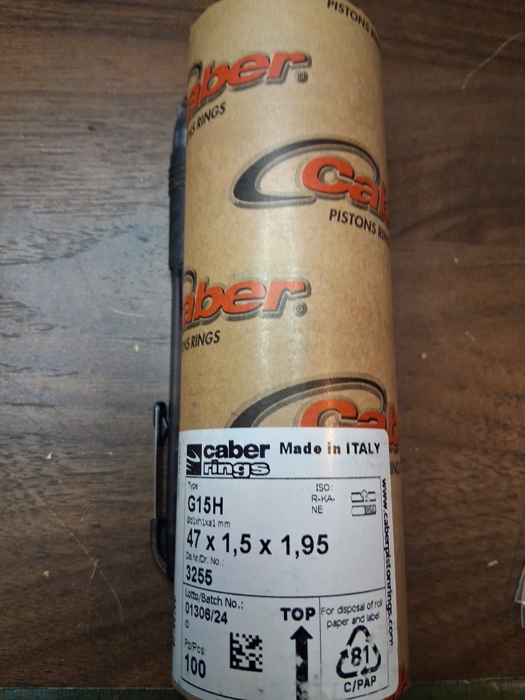 Caber 47mm x1.5mm piston rings (2) Italy fits Husqvarna 455 Rancher 359 362 455