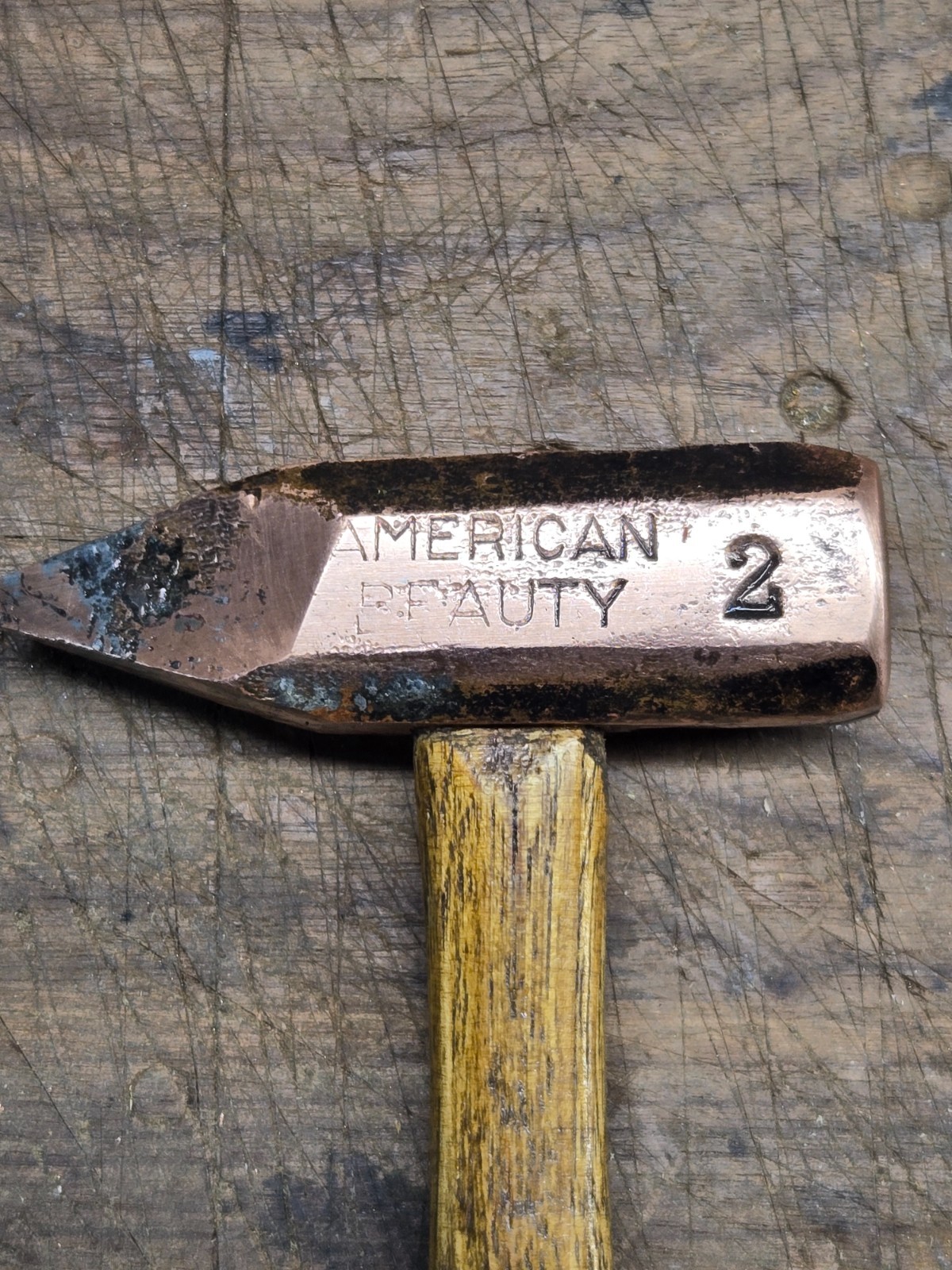 Copper Setting Hammer, American Beauty No. 2, Hickory Handle