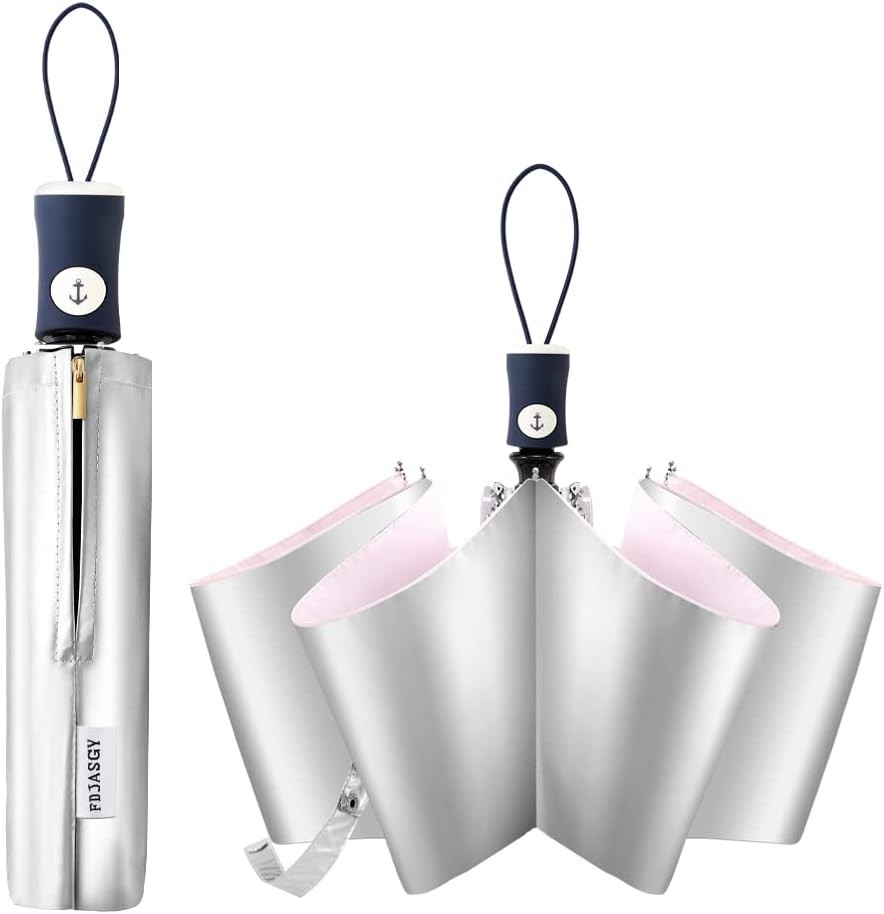 FDJASGY Silver Coating Layer Fabric Blocking UV 99.9% Sun Umbrella Pink