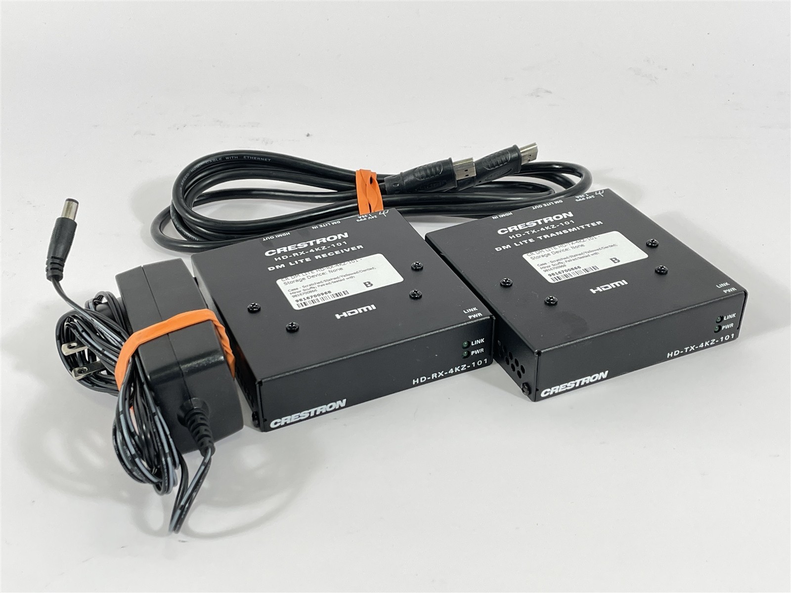 PAIR Crestron DM Lite Receiver + Transmitter HD-RX-4KZ-101 + HD-TX-4KZ-101 w/ AC