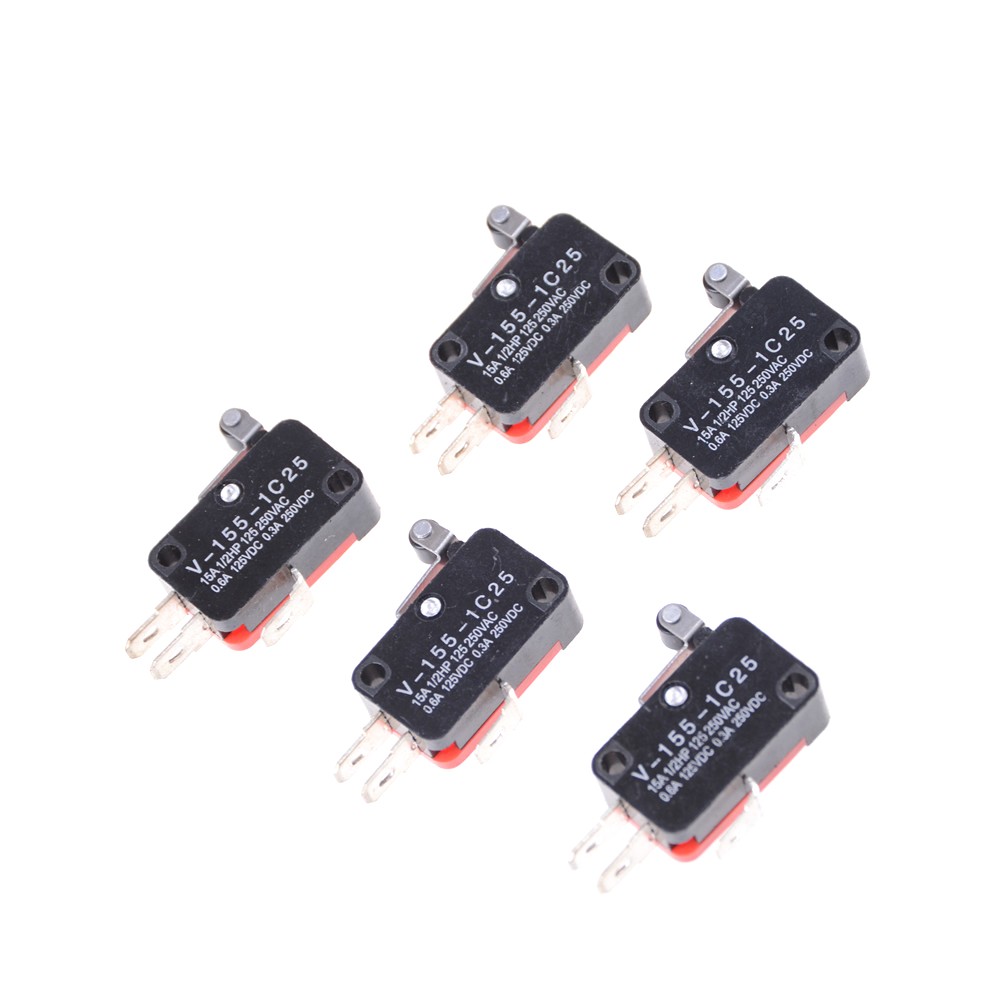 5Pcs SPDT V-155-1C25 Short Hinge Roller Lever Control Limit Micro Switch I1 GA