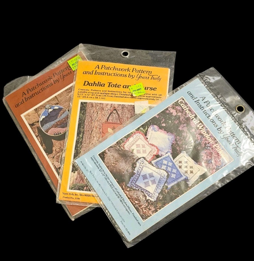 VTG 1979/1980 Patchwork Patterns By Yours Truly Purse, Pillows, Landscapes Set*3