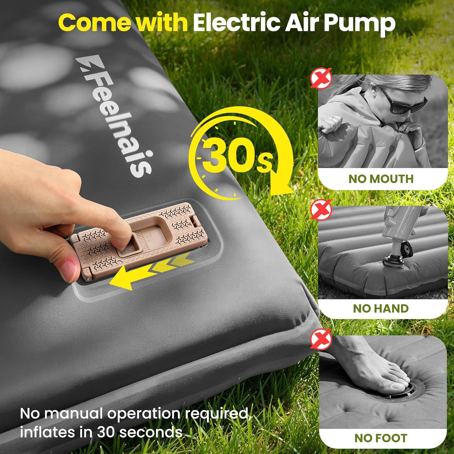 Self Inflating Sleeping Pad with Electric Pump, Memory Foam Camping Pad with Bui