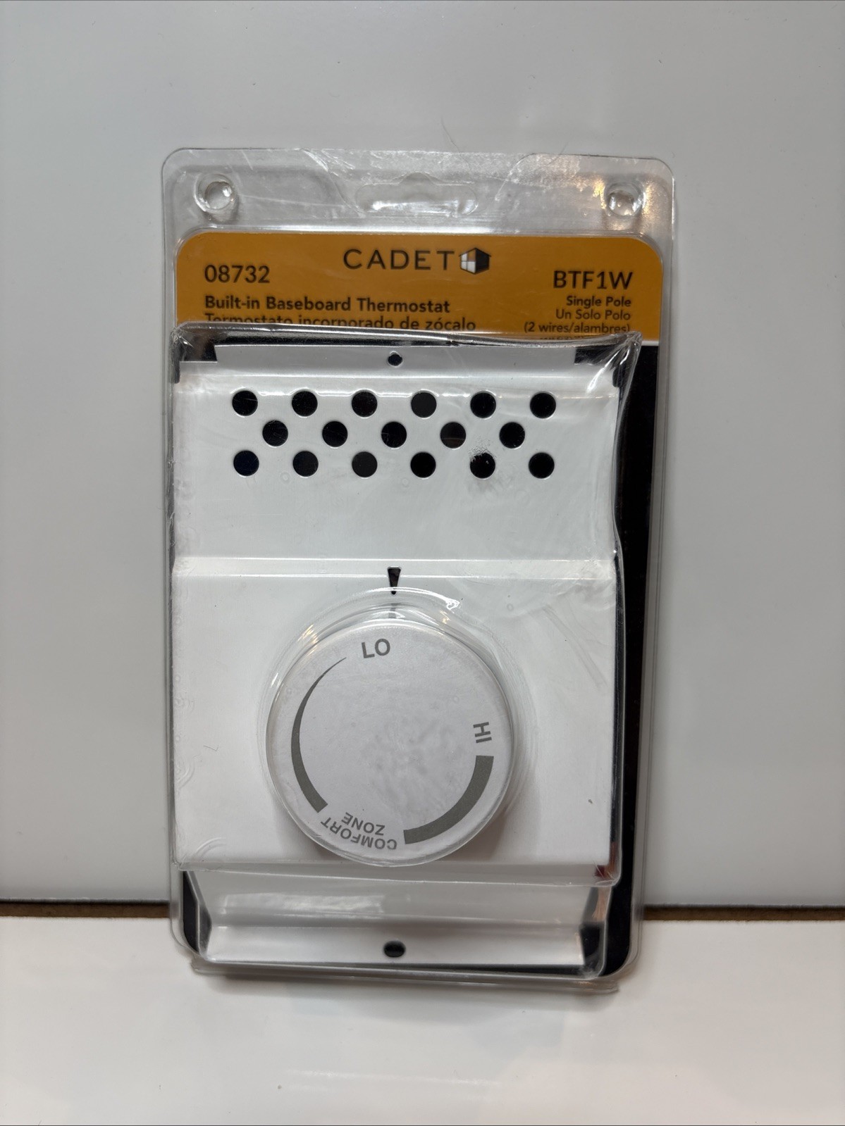 New Cadet BTF1W Single Pole, Line Voltage Baseboard Thermostat - White (08732)