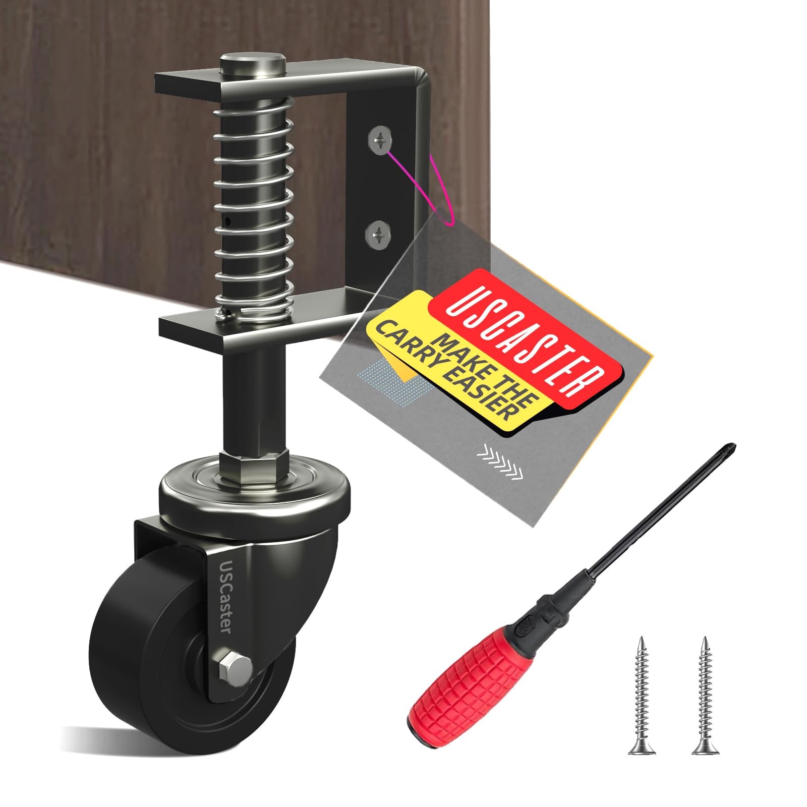 USCaster 1 Pack Gate Caster 2inch Wheel for Wooden Gates - 80lbs Capacity, 36...