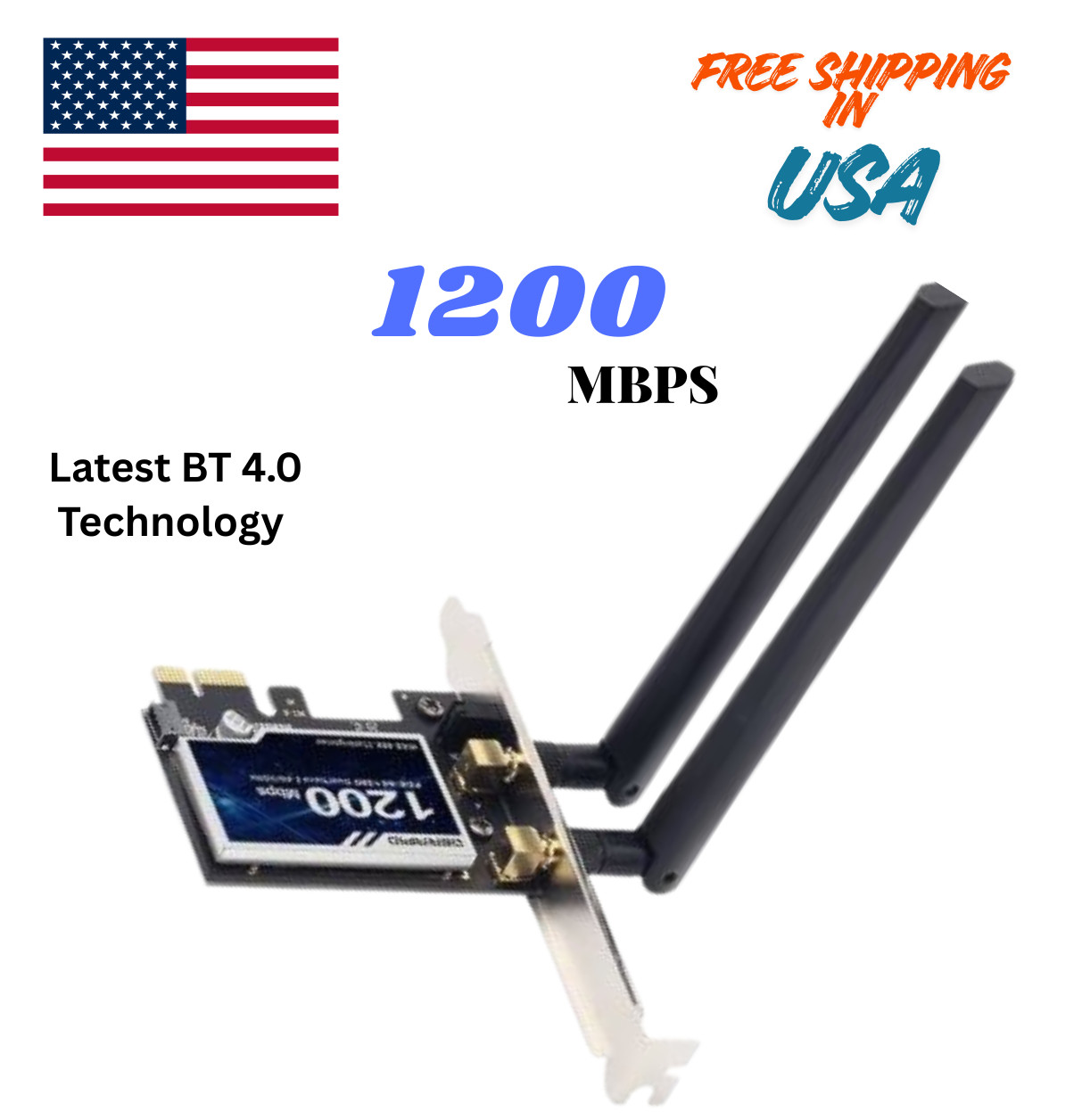 WiFi 1200Mbps Desktop PCIe Adapter 2.4G/5G Dual Band AX210 802.11AX PCI-E Card