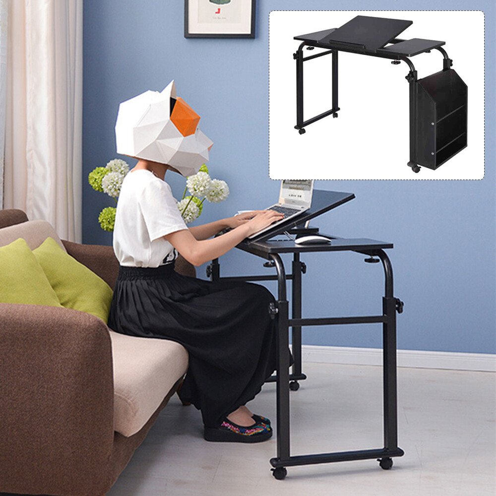 Rolling Laptop Desk Cart Computer Table Notebook Stand Tray Over Bed Home Rack~