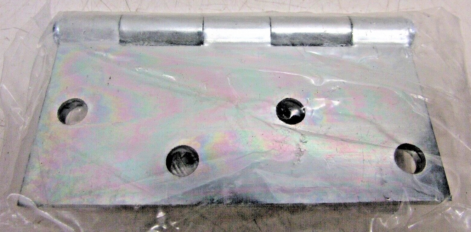 NEW 4 in x 4 in Butt Hinge with Zinc Finish, Full Mortise Mounting, Square, 2PK