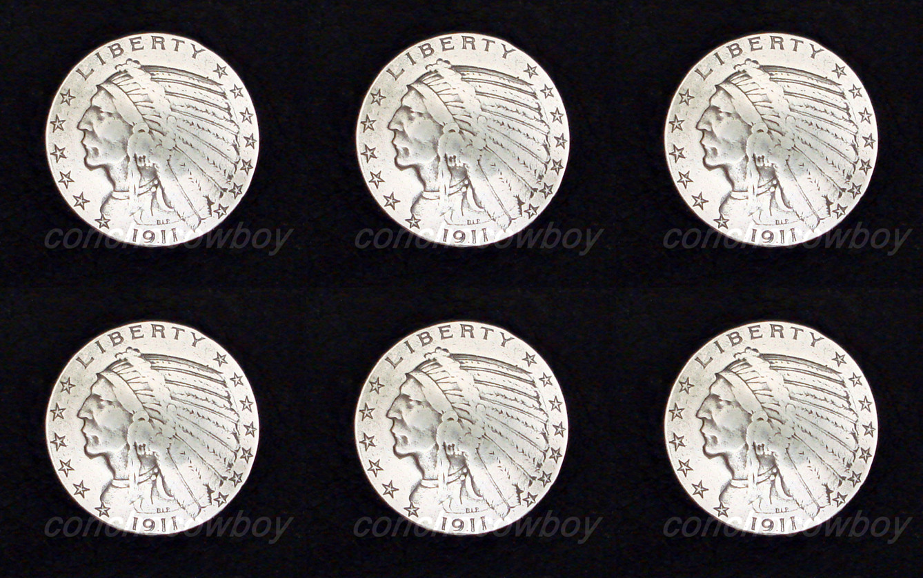 set of 6 Craft Biker Belt Tack Antique Indian Head Reproduction Coin Conchos