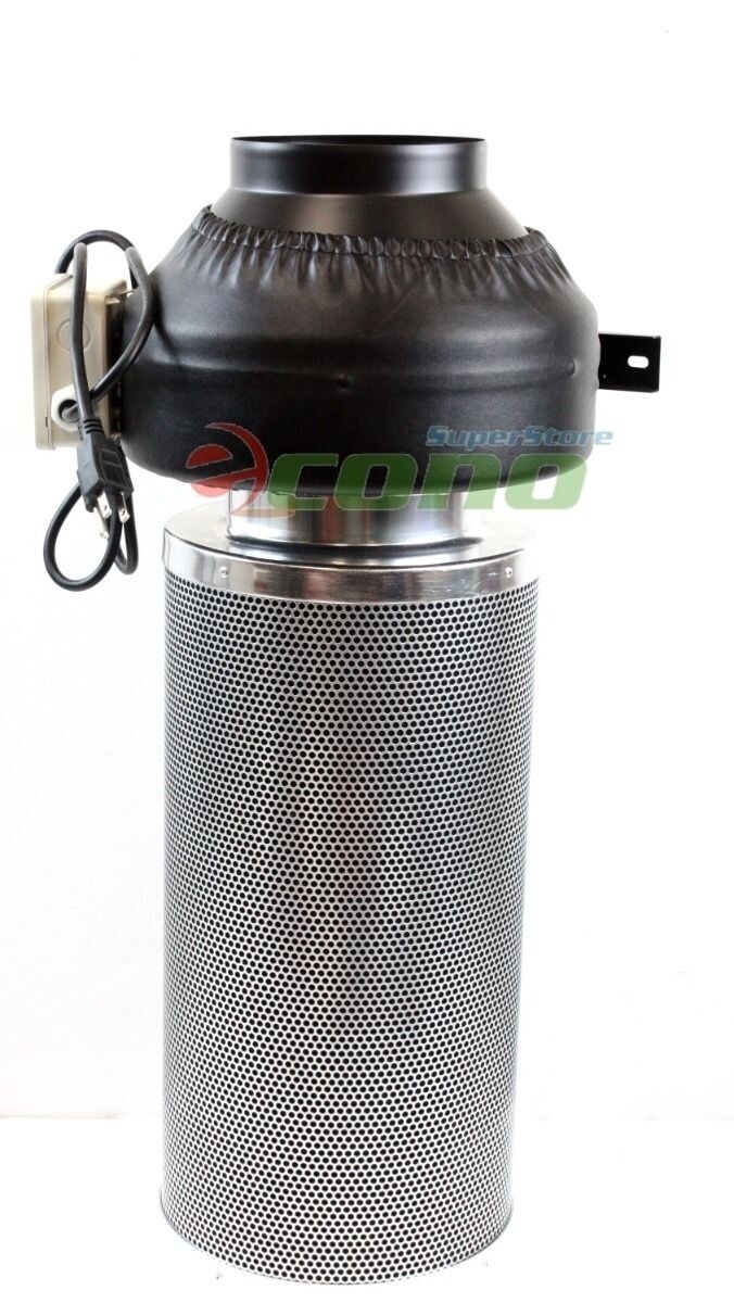 6" Carbon Filter Inline Fan Air Blower Speed Controller Hydroponic Odor Scrubber