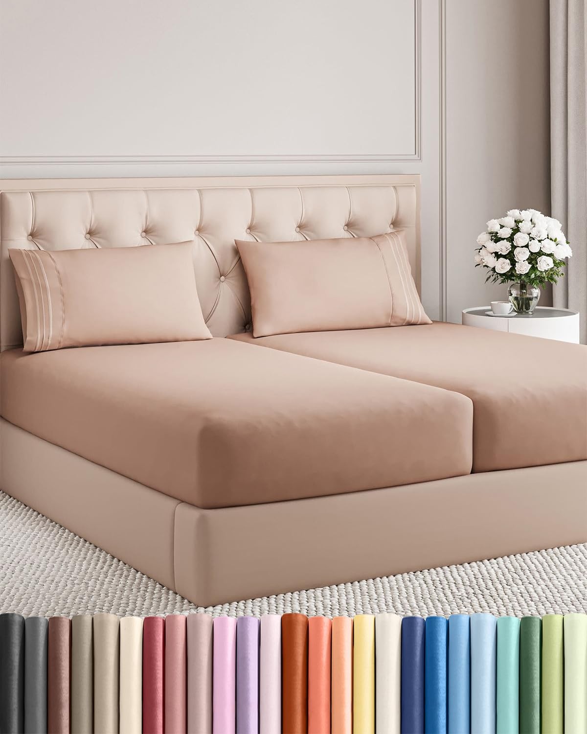 Split King Size 5 Piece Sheet Set Comfy Breathable & Cooling Bed Sheets Set