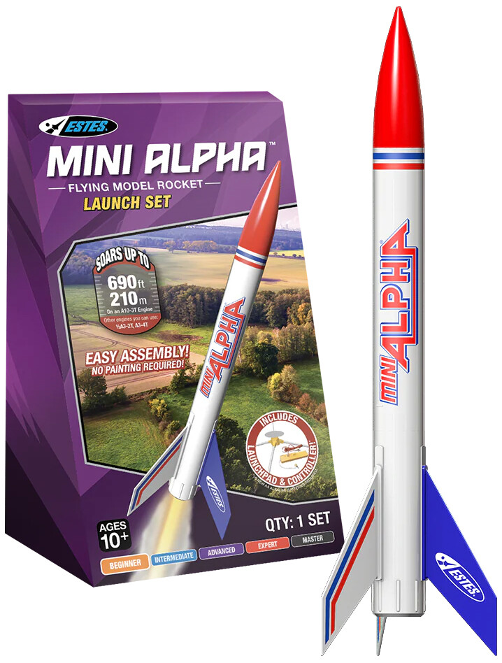 Estes Mini Alpha Beginner Model Rocket Launch Set with Launch Pad & Controller