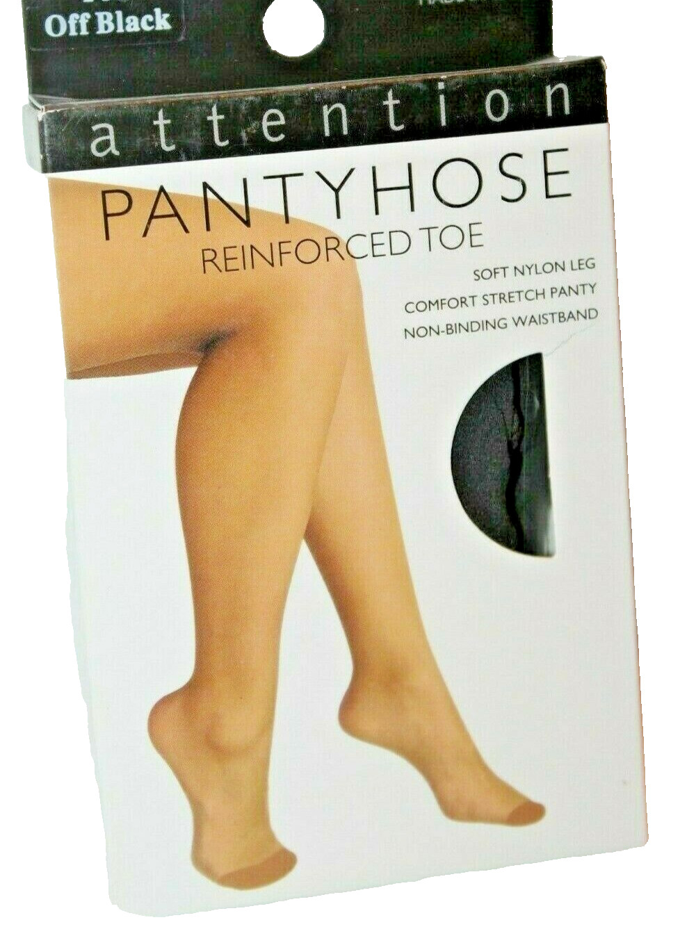 Attention Reinforced Toe Soft Nylon Leg Pantyhose Queen Off Black 1 Pair PL80732