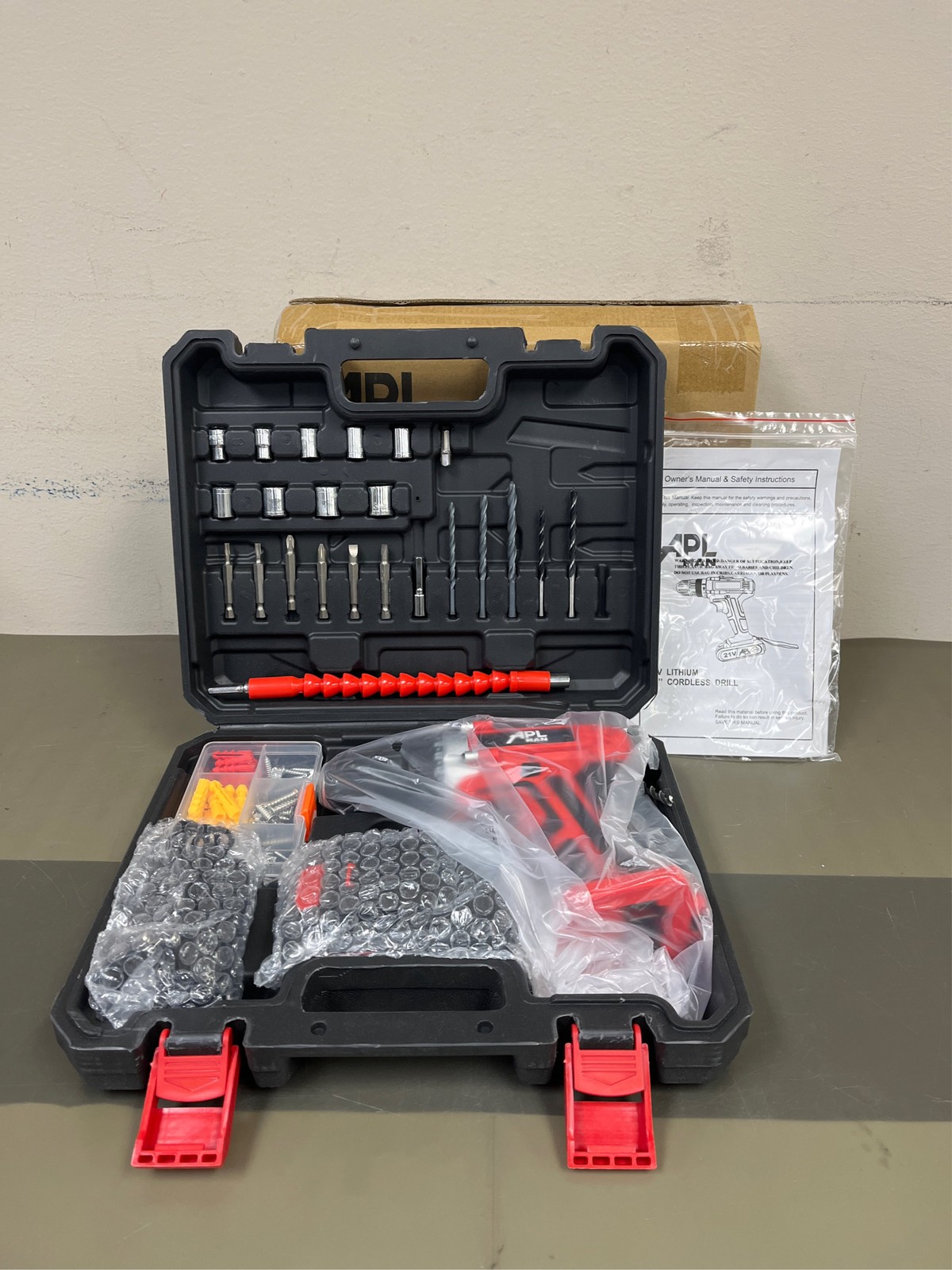 APLMAN 21V MAX Power Cordless Drill Electric Impact Driver/Drill Kit,26pcs Acces
