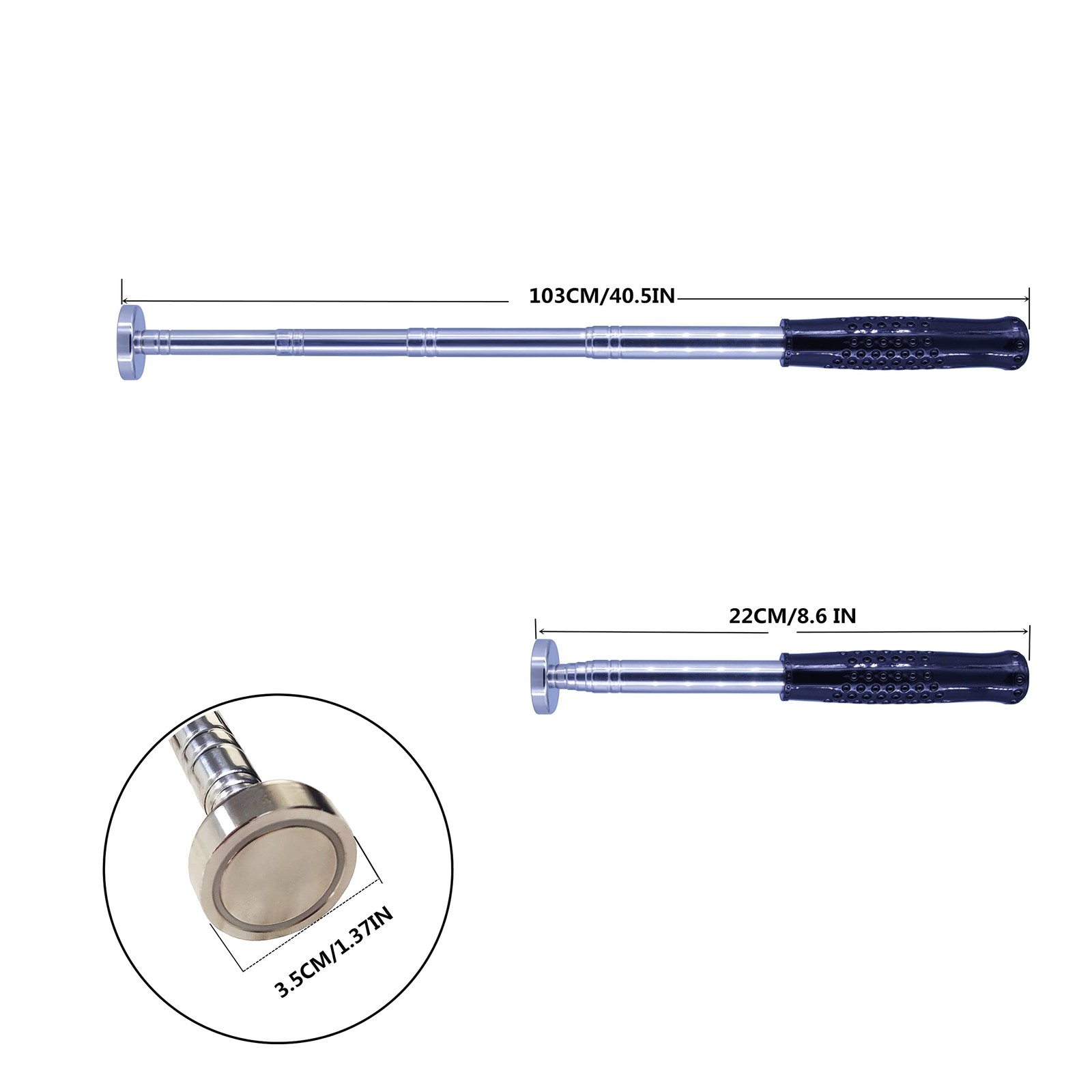 Magnetic Pickup Tool 41" Telescoping Retractable 35lb Suction for Easy Retrieval