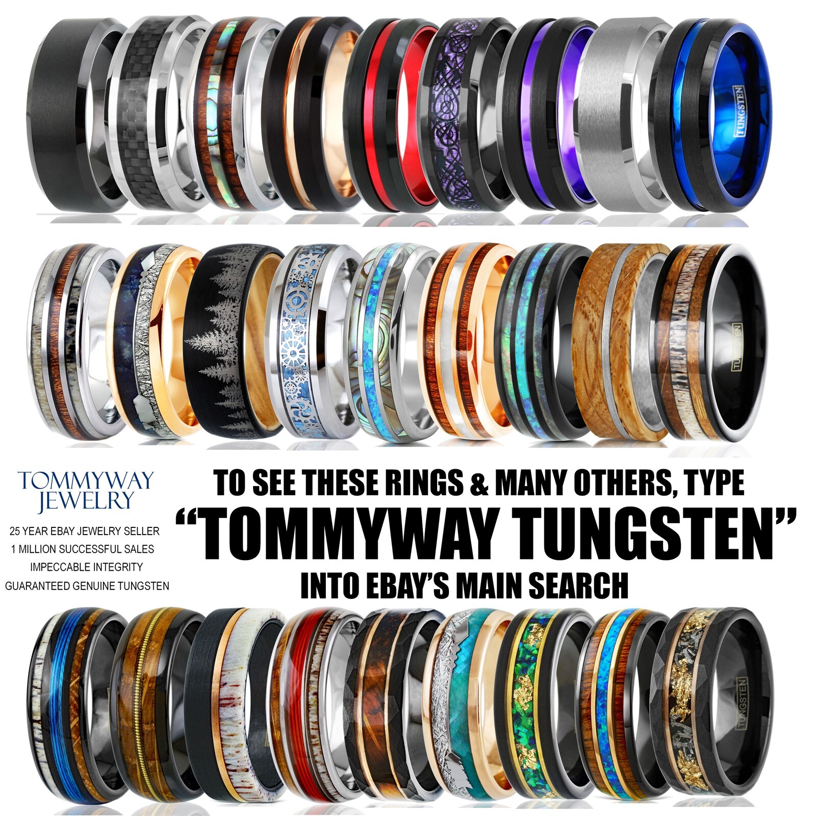 8mm Tungsten Men's Ring Brushed Center Step Edge Wedding Band