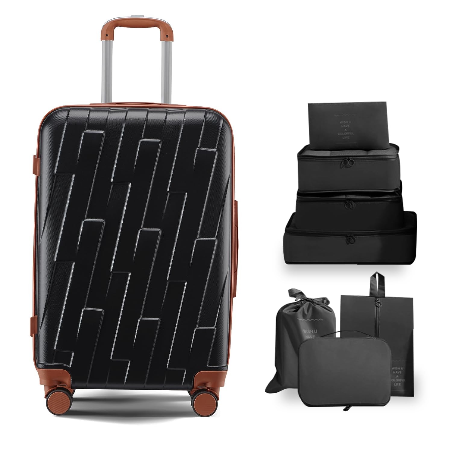 Carry on Luggage Set (20"+7-piece Storage Set) with Spinner Wheels, Lightweig...
